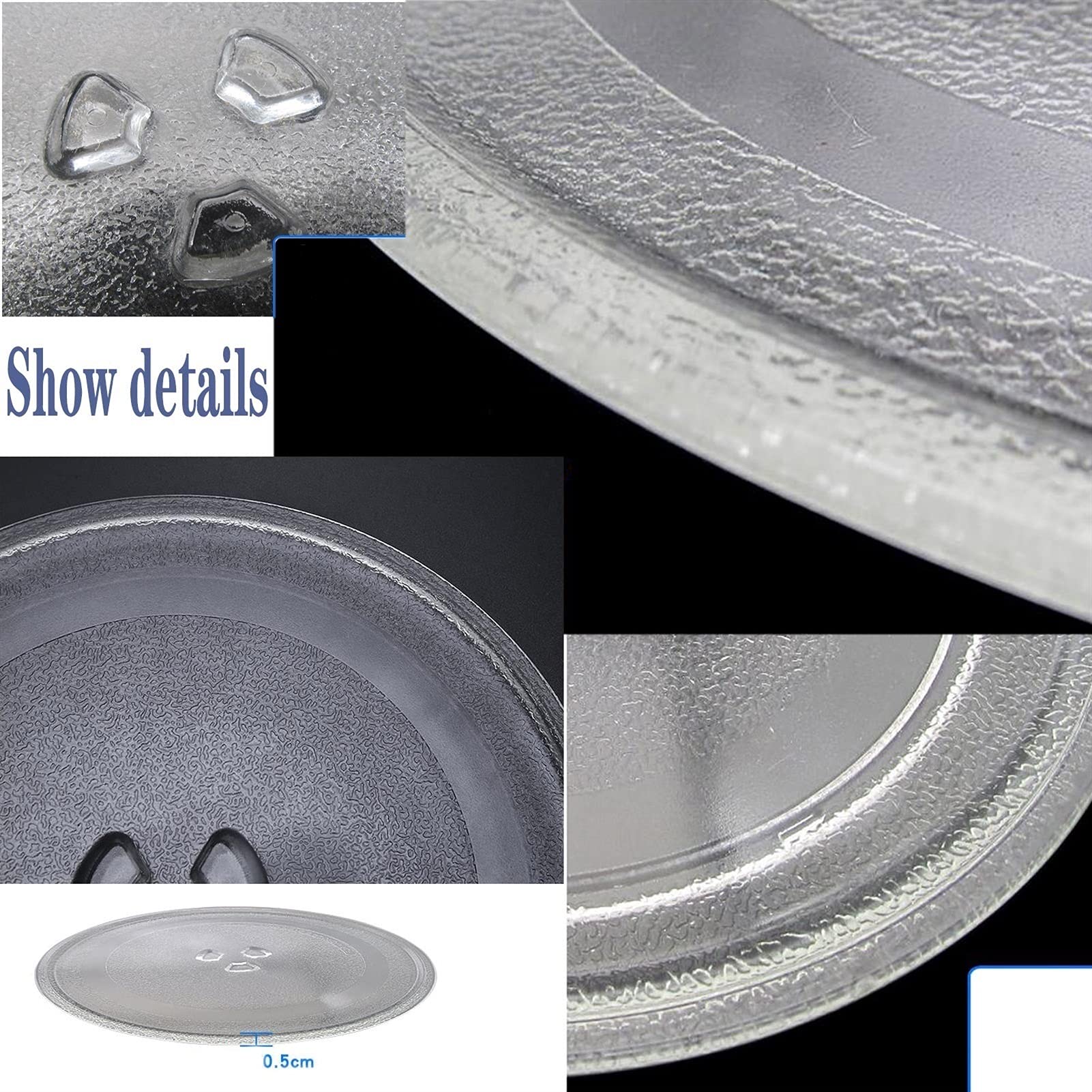 Rodamiento de plato giratorio, plato giratorio para microondas, placa de vidrio engrosado, juego de uso de 10 pulgadas con 3 ruedas, anillo giratorio de 245 mm, anillo para microondas, el di