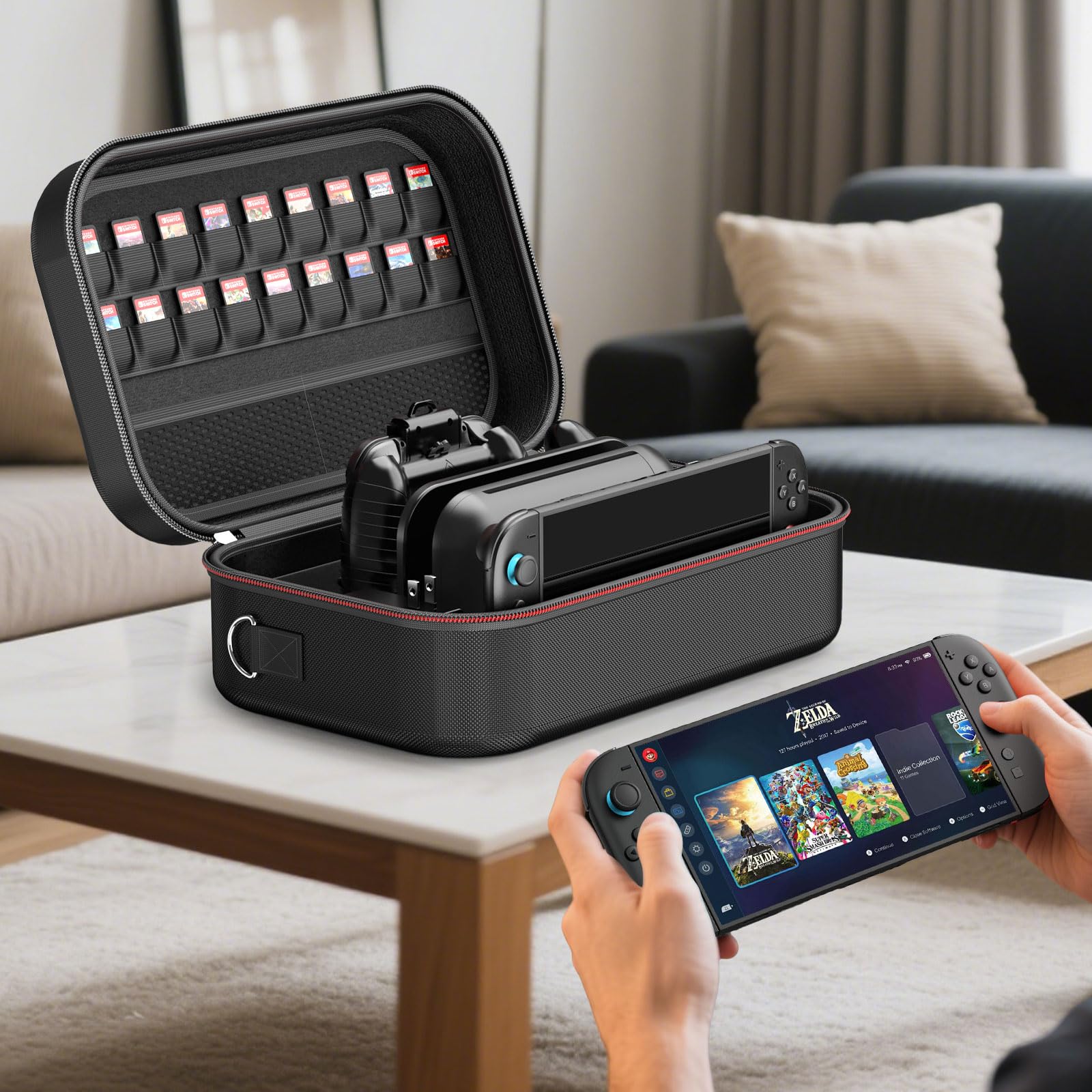 HEYSTOP [8 Pezzi] Custodia per Nintendo Switch 2 Console, Custodia da Viaggio Protettiva di Grande capacità con 12 Slot per Schede di Gioco per Nintendo Switch 2 Accessori 2025 Ultimo Modello