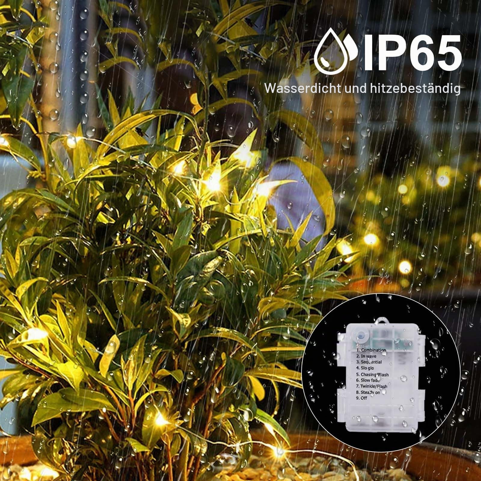 litogo 10 Stück 5M 50LED Lichterkette Batterie mit Timer und Fernbedienung 8 Modi Wasserdicht Warmweiß Lichterkette für Innen und Außen Weihnachten Garten Party Hochzeit Dekoration
