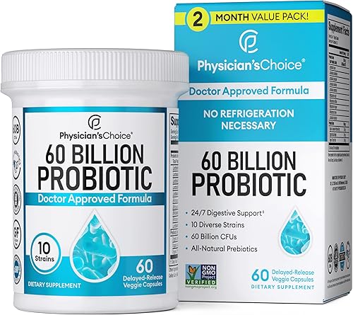 Miniatura 2 de Physician's CHOICE - Paquete óptimo para la salud intestinal 60 mil millones de probióticos 60ct + enzima digestiva 180ct para comodidad digestiva y