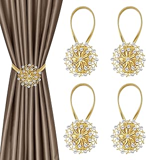 12 Yellow Curtains Living Room Ideas for Bright Cheerful Warmth 79 Magnetic Curtain Tiebacks 4 Pack, Gold Crystal Flower Window Curtain Dec...