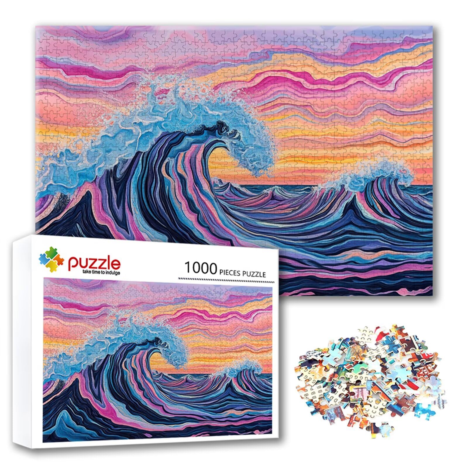 Puzzle fale Puzzle 4000 sztuk abstrakcyjne, niemożliwe łamigłówki, drewniane układanki dla dorosłych, gry logiczne dla całej rodziny z redukcją ciśnienia, prezenty dla kobiet I-3
