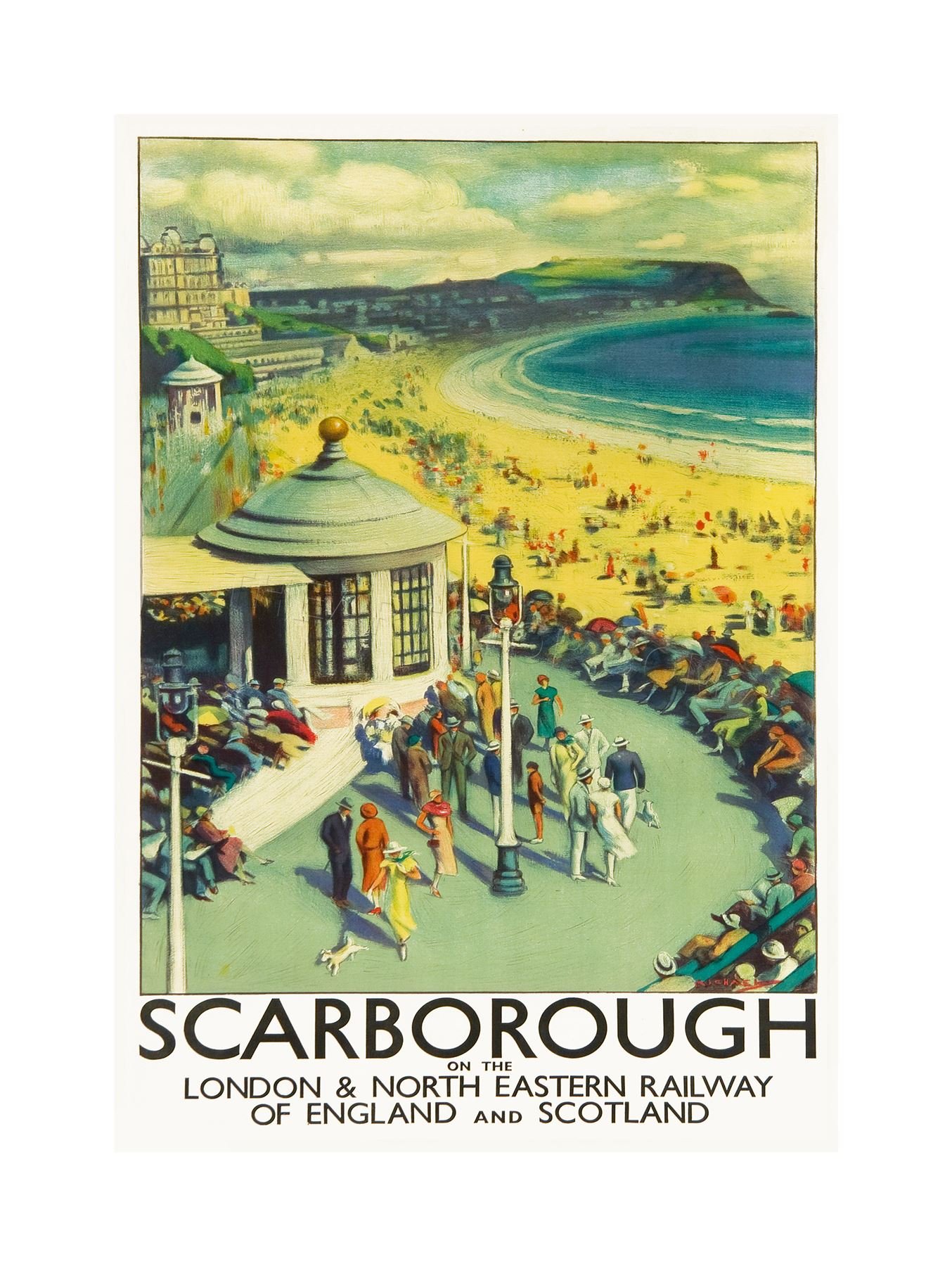 Wee Blue Coo Travel Tourism Scarborough Beach Resort Yorkshire UK Wall Art Print