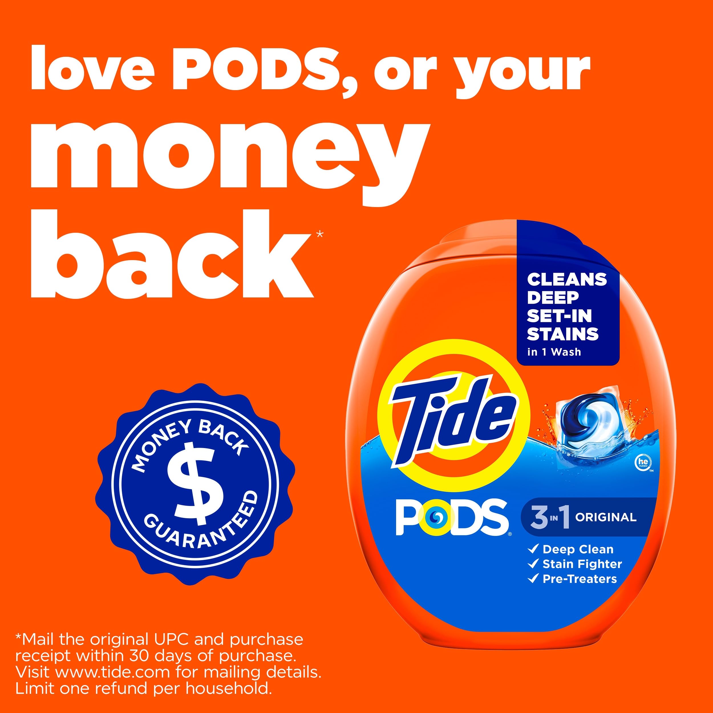 Tide 3-in-1 PODS Laundry Detergent, Original, 42 Count