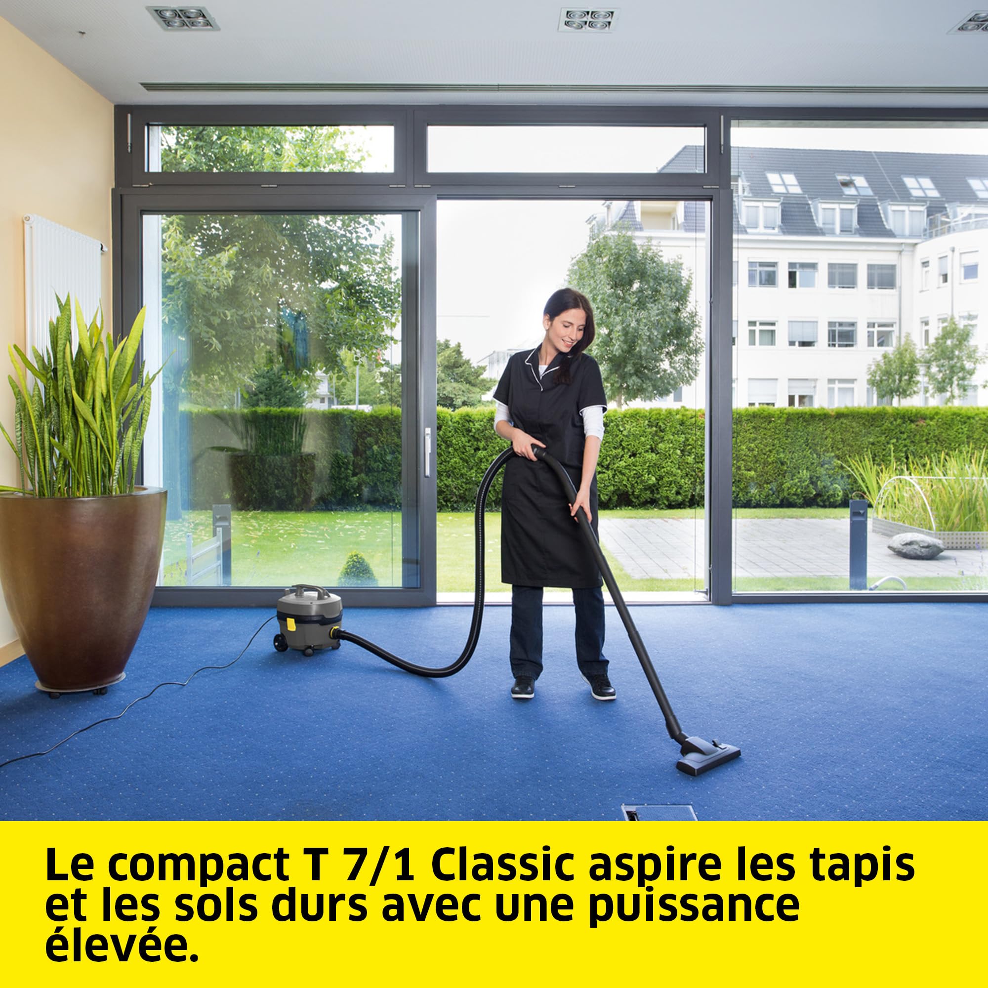 Kärcher aspirateur poussières T 7/1 Classic, réservoir : 7 l, puissance : 850 W, niveau sonore : 62 db(A), poids : 3,5 kg, câble : 7,5 m, panier-filtre permanent