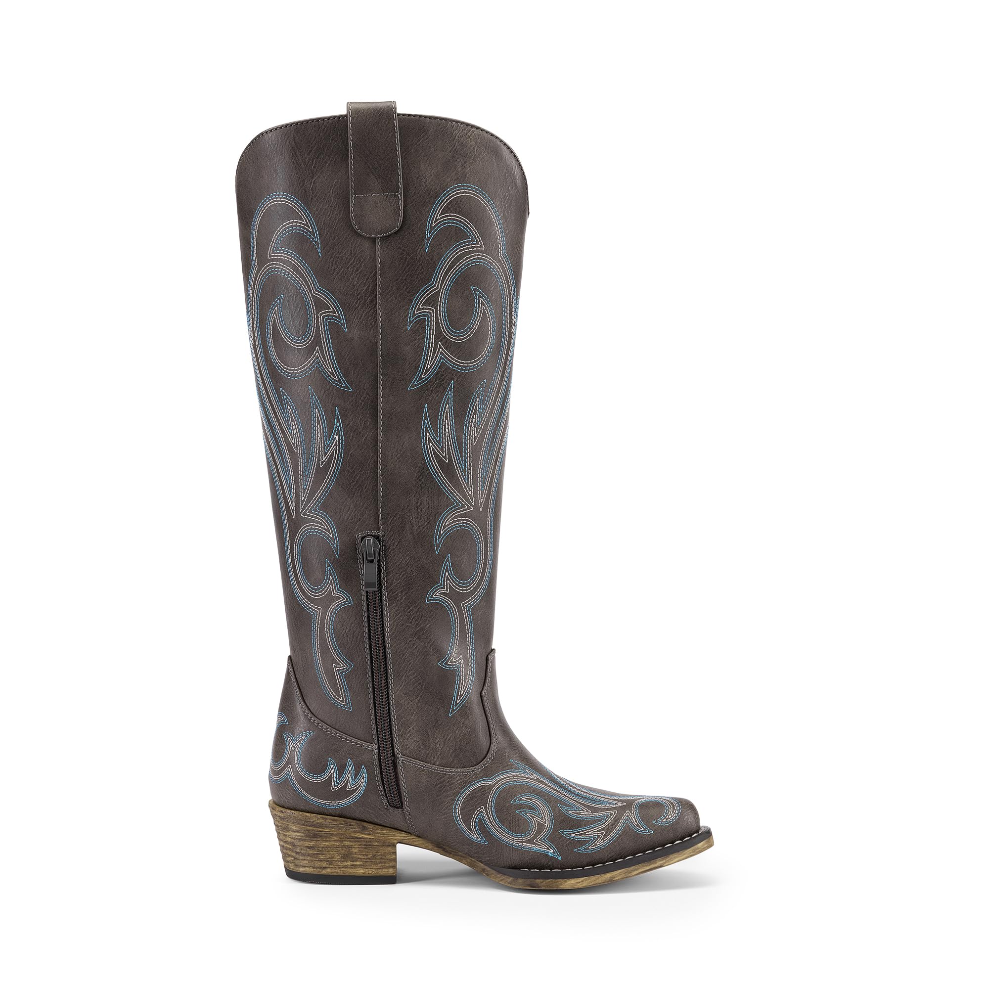 DREAM PAIRS Bottes Femme Style Western Cowgirl Confortables Bottes Cowboy Hautes Knee High avec Fermeture Éclair Latérale