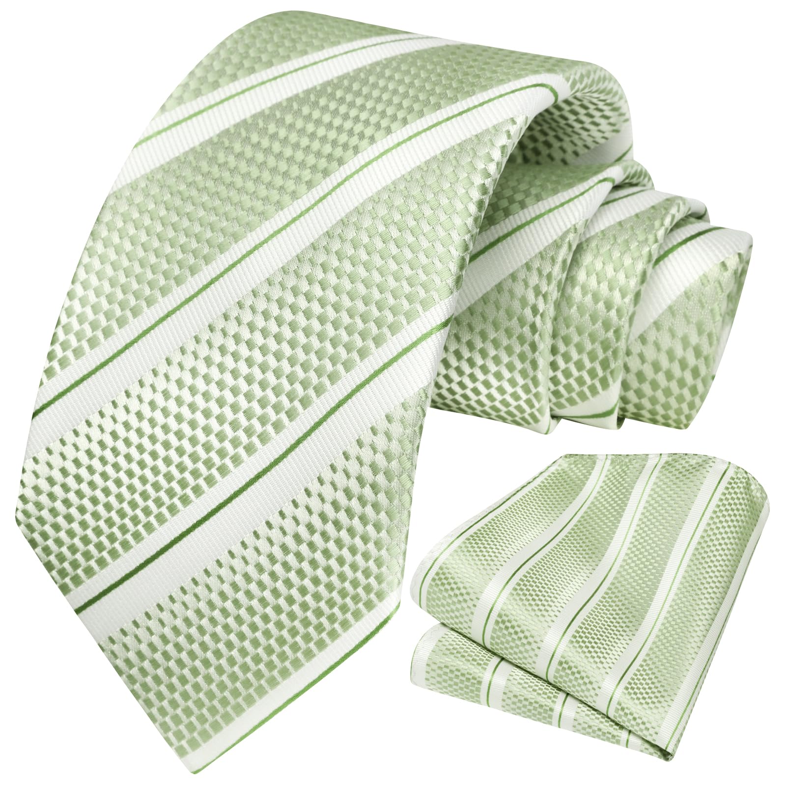 HISDERN Corbatas para Hombre Corbata Rayas Corbata Panuelo Corbatas y Bolsillo de Cuadrada Conjunto