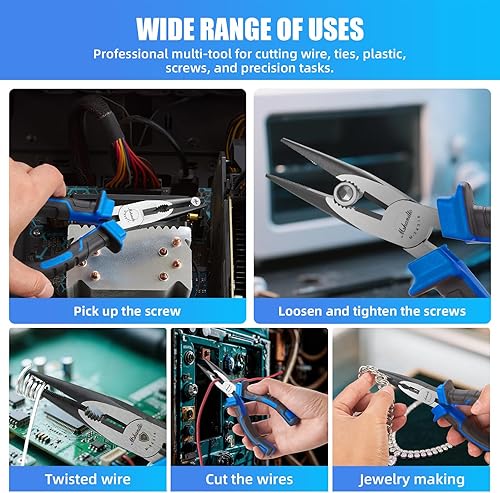 Miniatura 35 de Juego de alicates de punta de aguja, alicates de punta larga de 5 pulgadas para doblar alambre, paquete de 6 alicates de punta de aguja de acero