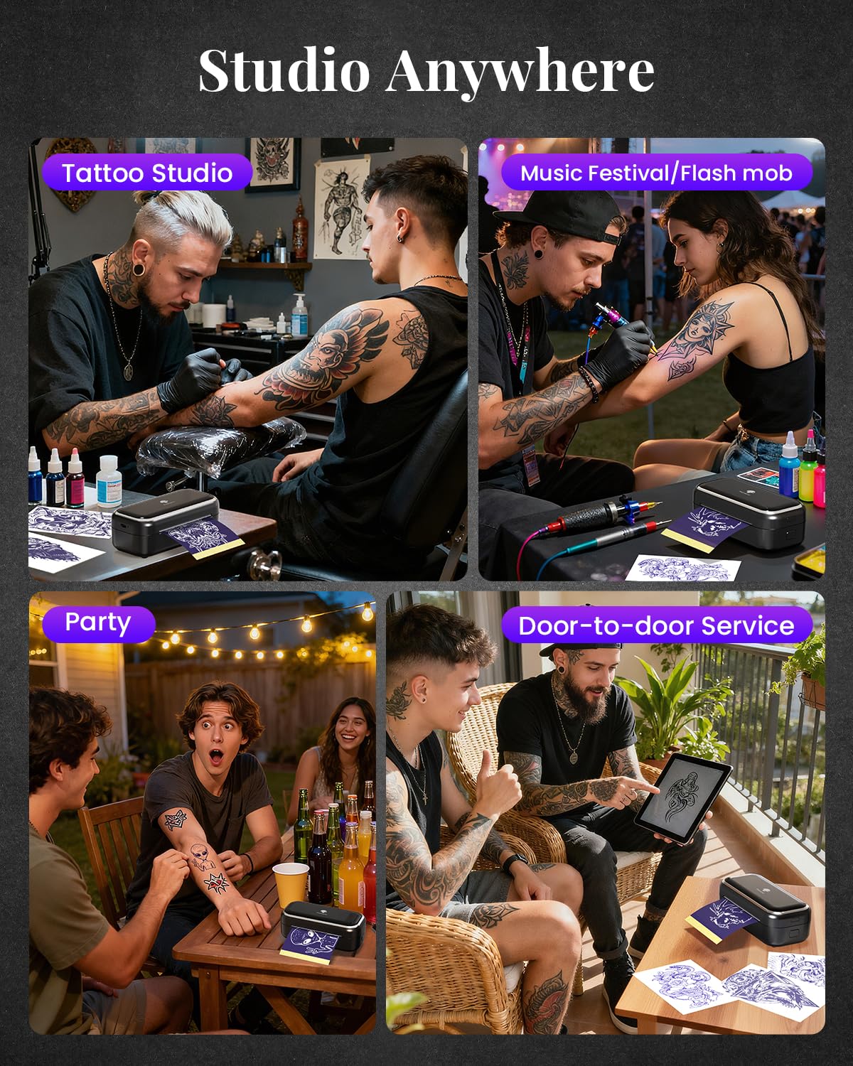 Phomemo TP31 Stampante Per Tatuaggi, Stampante Stencil Tattoo con 10 Carte di Trasferimento Compatibile Con il Telefono, Tablet e PC per Artisti e Principianti