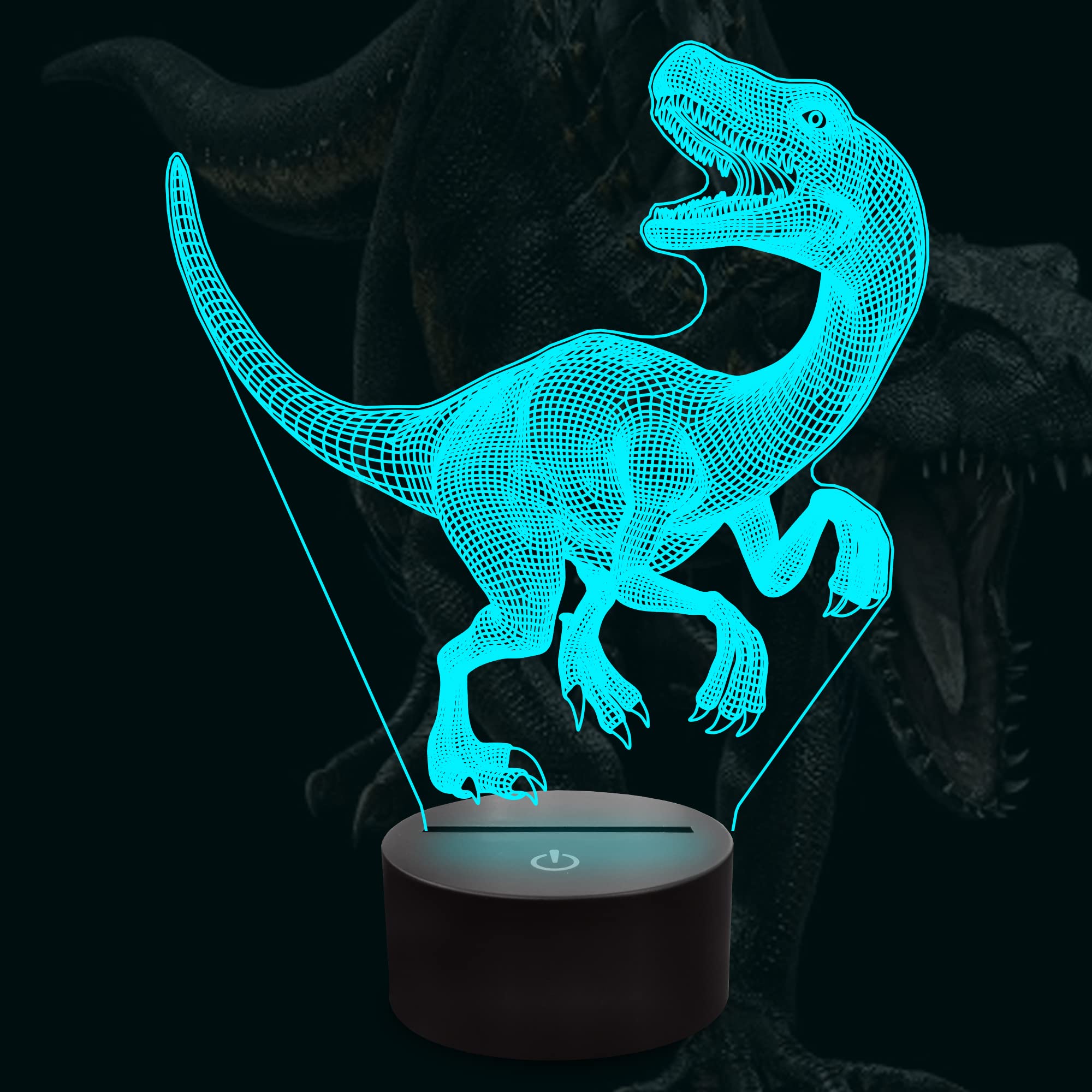 althiqahkey Dinosaur 3D Night Light Jurassic Velociraptor LED Bedside Lamp with 16 Color Changing & Remote for Kids Room Decor Xmas Birthday Gifts