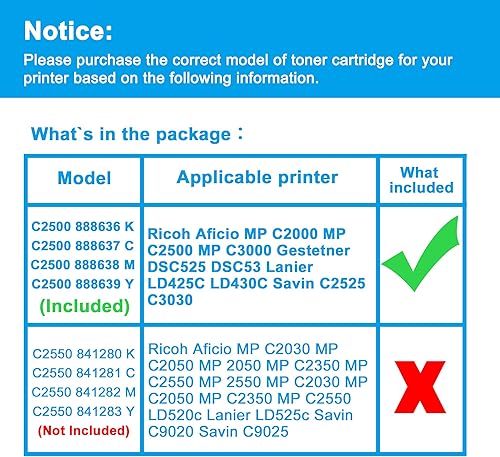 Miniatura 2 de LCL Cartucho de tóner compatible para Ricoh 888636 888637 888638 888639 MP C2000 MP C2500 MP C3000 DSC525 DSC530 LD425C LD430C C2525 C3030 Aficio MP