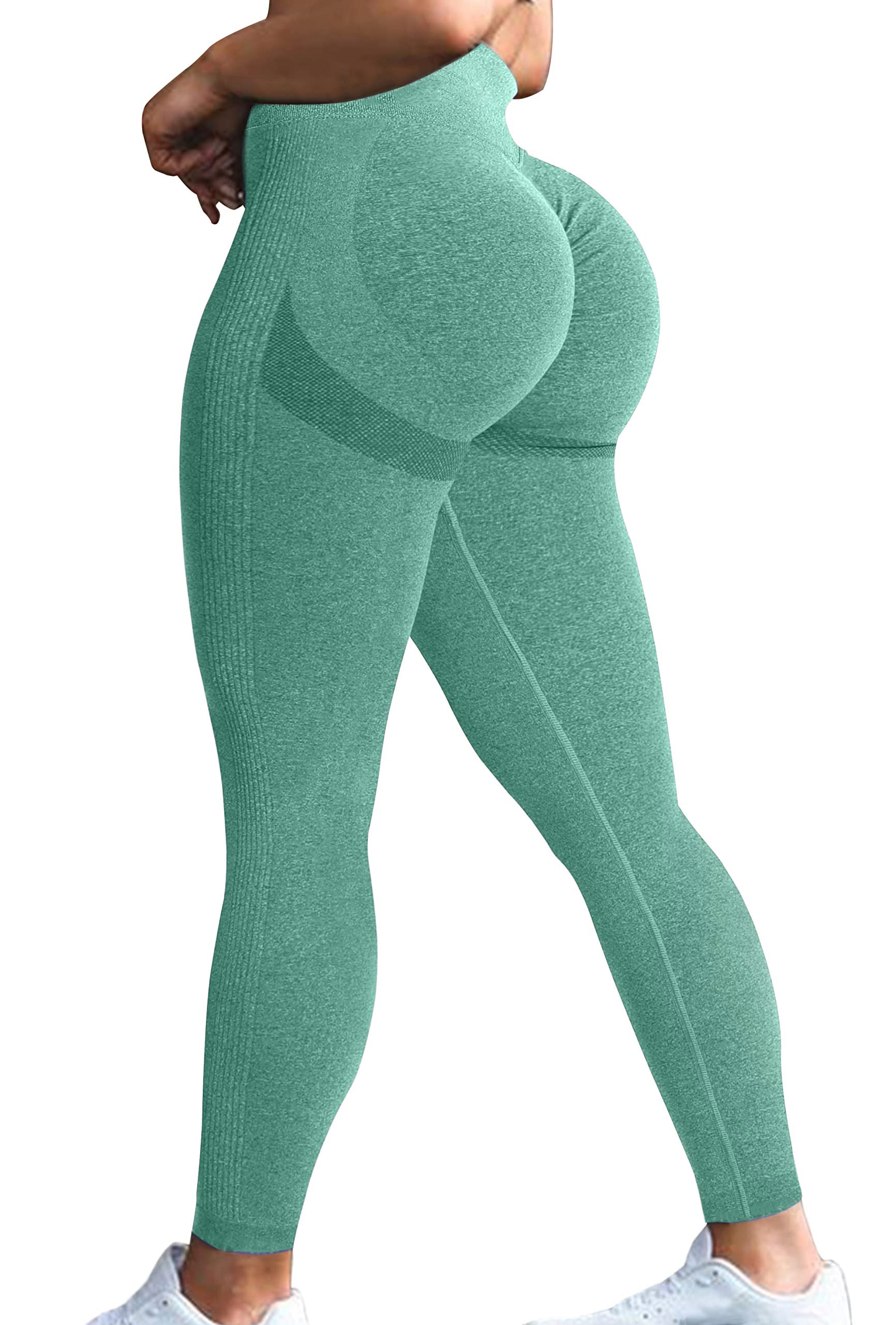 Vozobi Tiktok Trending Leggings Women's High Waist Smile Contour Booty Leggings Scrunch Butt Lift Workout Seamless Yoga Pants — view 76