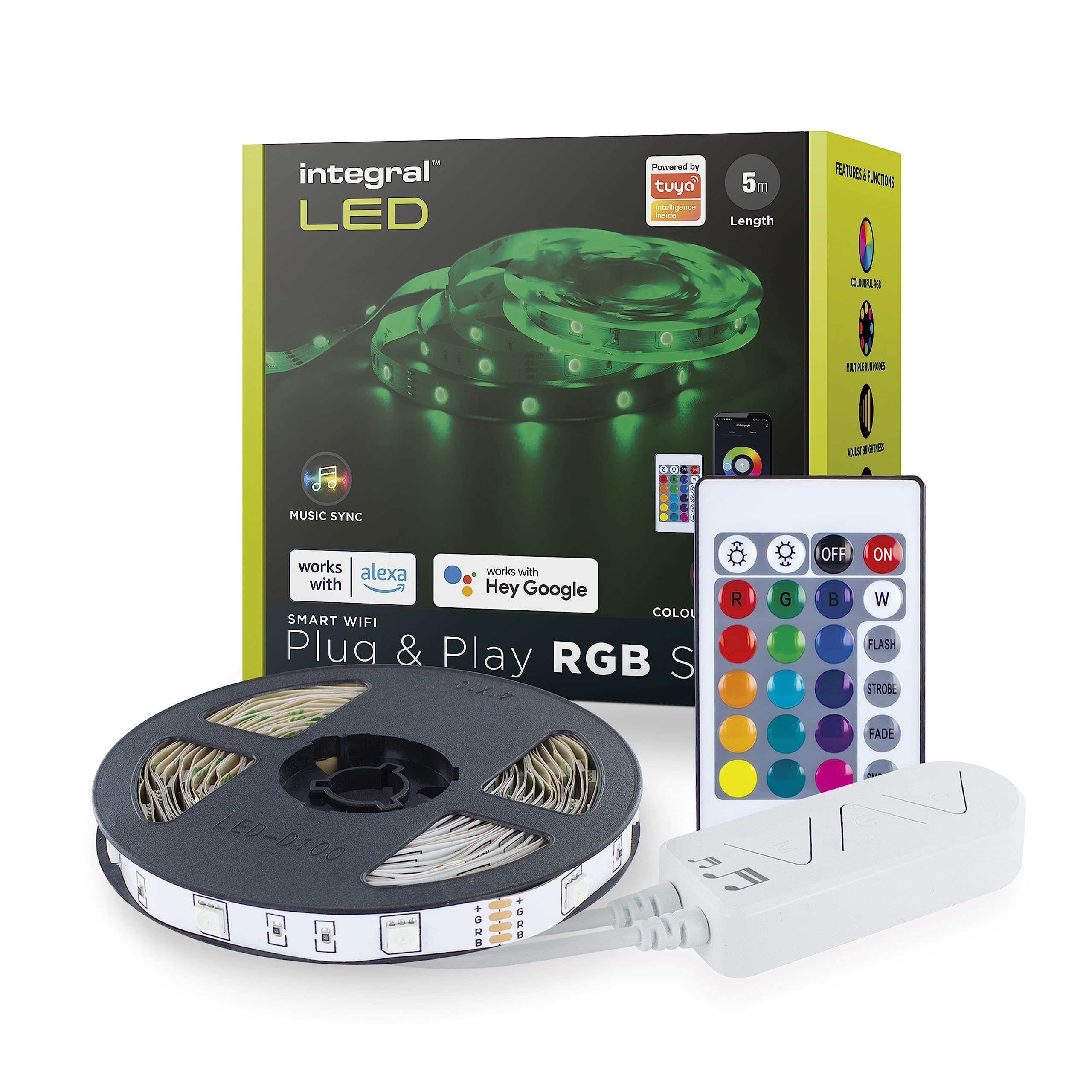 Plug and Play Wi-Fi Smart RGB LED Strip Tape 4.5W/M (Priced Per 5 Metre) Integral LED