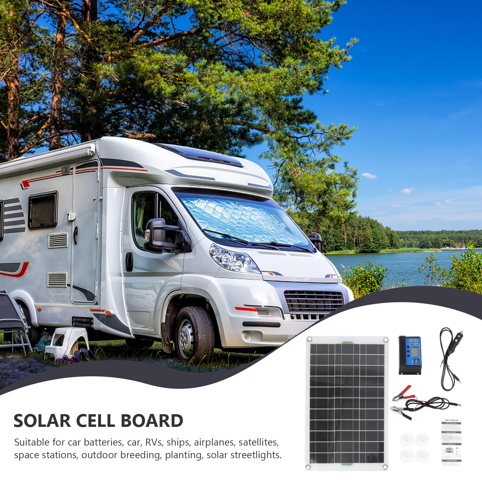 Kit Pannello Solare in Polietilene 36 Celle 20w per Camper | Carica 12v, Alta Efficienza, Facile da Trasportare, per Campeggio e Impianti Stradali