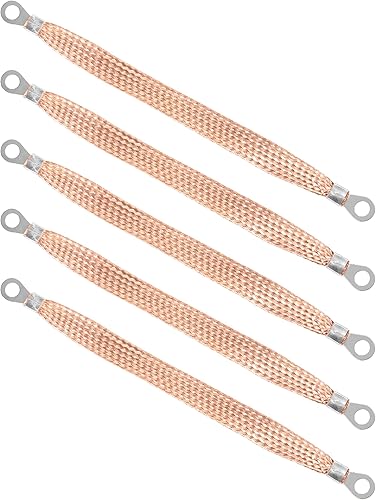 Miniatura 1 de ESEWALAS 5PCS 9.8" Braided Ground Strap,Automotive Ground Strap,Heavy-Duty Engine Ground Straps Kit,Tinned Copper Vehicle Grounding Straps with