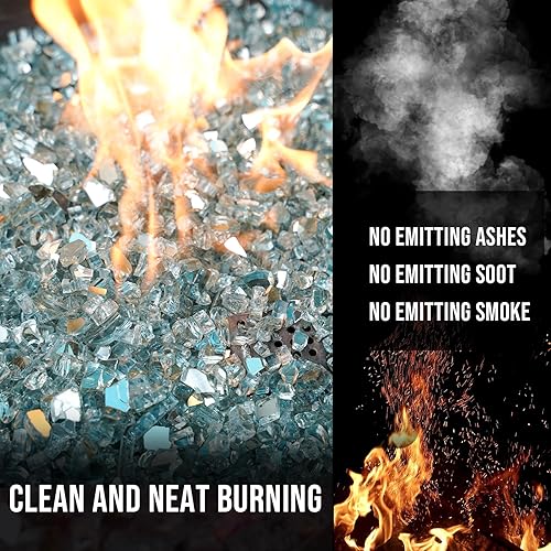 Miniatura 135 de Skyflame 4.53 kg de vidrio resistente al fuego, de 1.27 cm, de brillo intenso para paisajismo de chimenea, lugar para fogatas, Platino reflectante