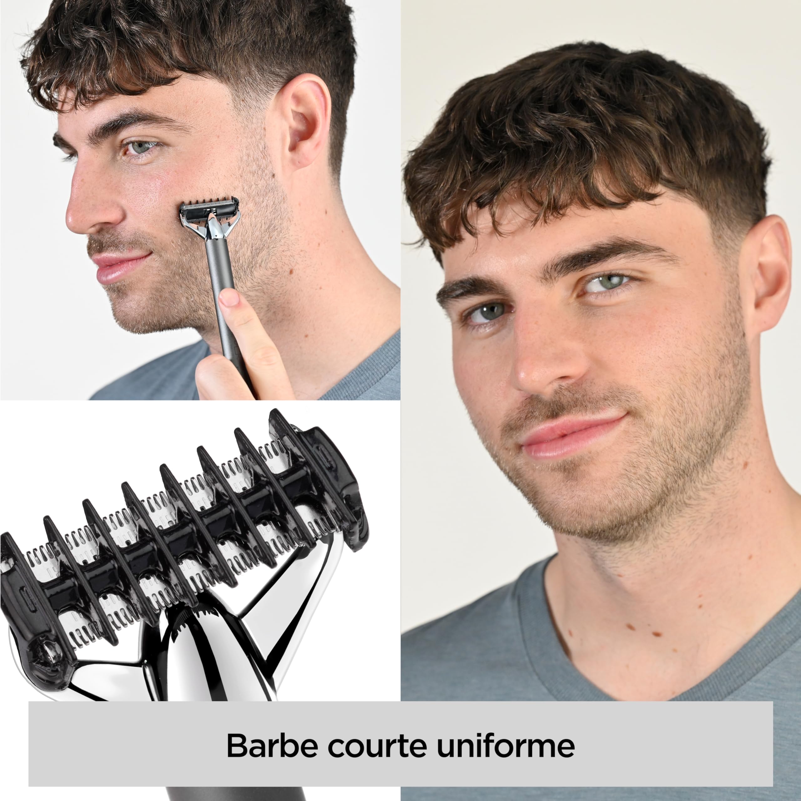 BaByliss Tondeuse barbe et rasoir électrique X-Blade, Lames ultra-aiguisées, Tête flexible à 50°, 4 sabots de 1 à 5mm, Sans fil batterie lithium, 100% Waterproof, OT996E
