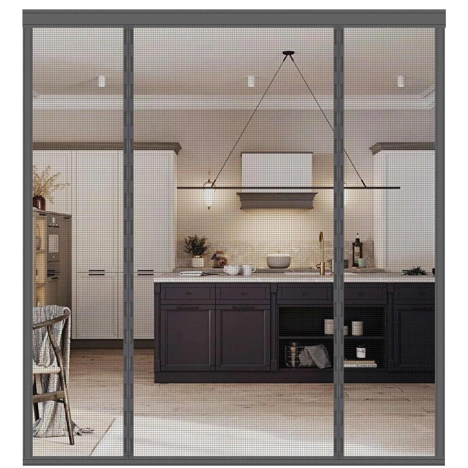 Magnetic Fly Screen Door Grey, Heavy Duty Mesh Curtain, Double Magnetic Closure Insect - Proof Mesh, Ventilation, Fly Screens Doors Nets for Front/Back/Patio Door, Easy Install — image 1