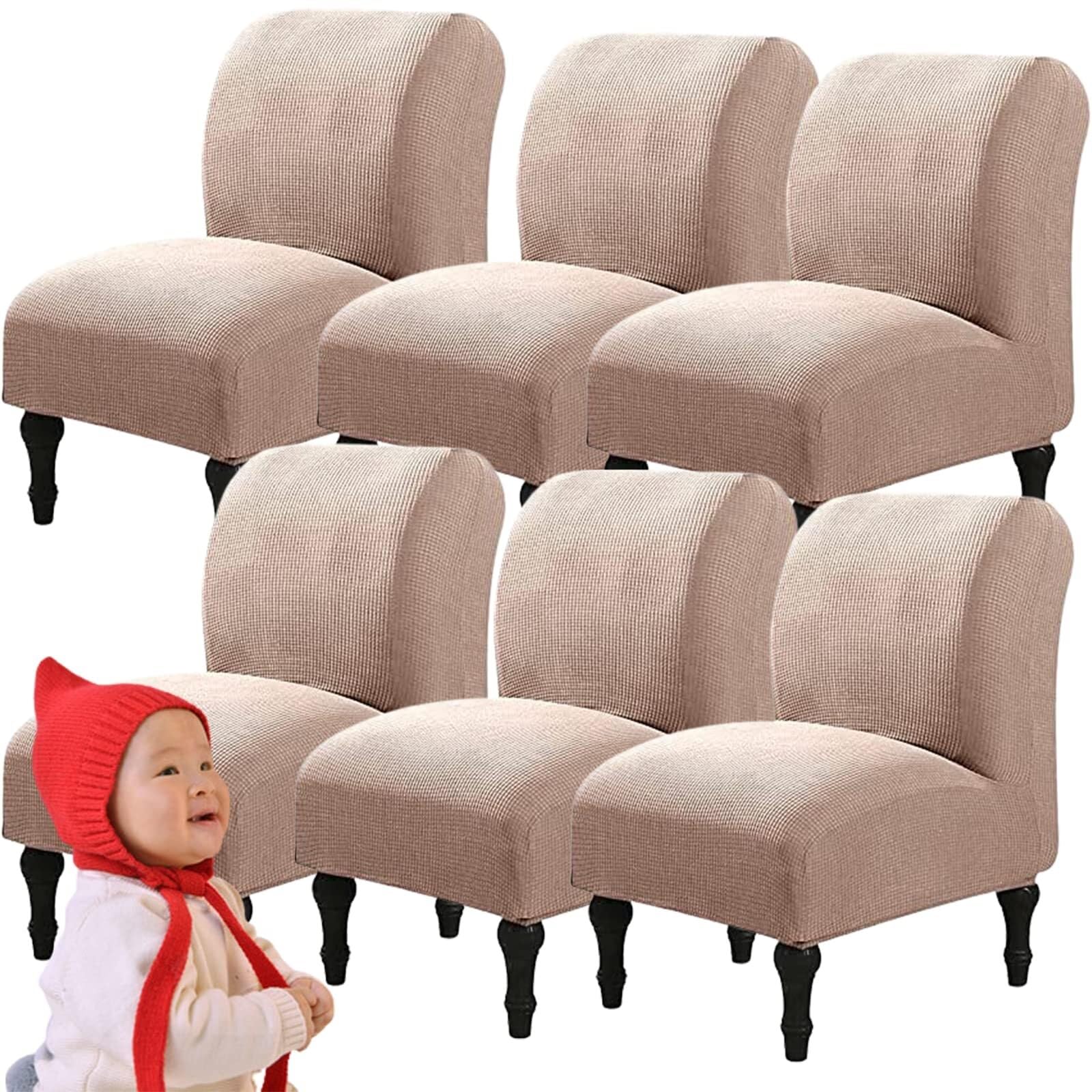 NMVAWIPT Armless Accent Chair Covers, Polyester+Spandex Stretch Slipcover, Removable Furniture Protector, For Home Hotel(#5,6pcs)