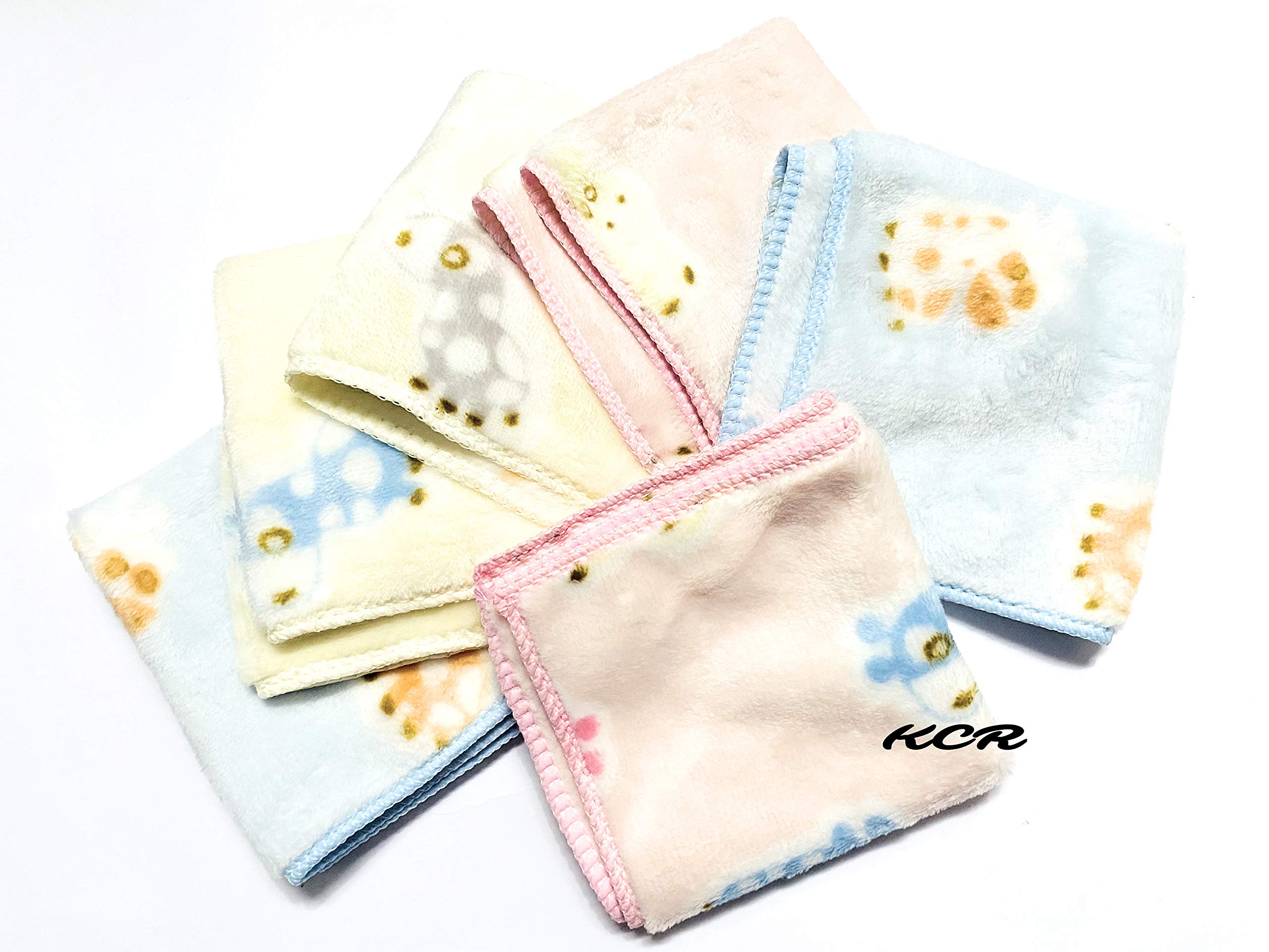 KCR Super Soft Fur Towel Multicolored Hankies for Kids, Children (Pack of 6)