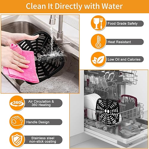 Miniatura 5 de Piezas de repuesto para freidora de aire Holstein Housewares 7.6 cuartos de galón, freidora de aire digital de 9.25 x 9.25 pulgadas, bandeja de