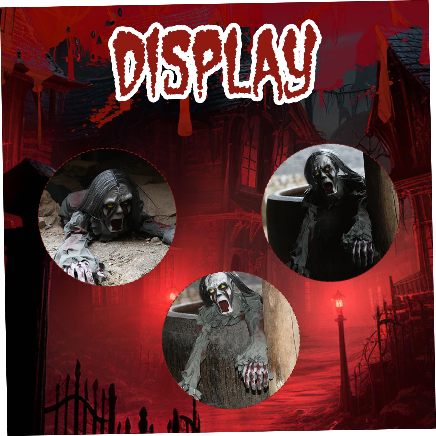 Accessoires d'halloween, décorations de Zombies rampants, activé par Le Son, Rouge, 3, 6 Pieds