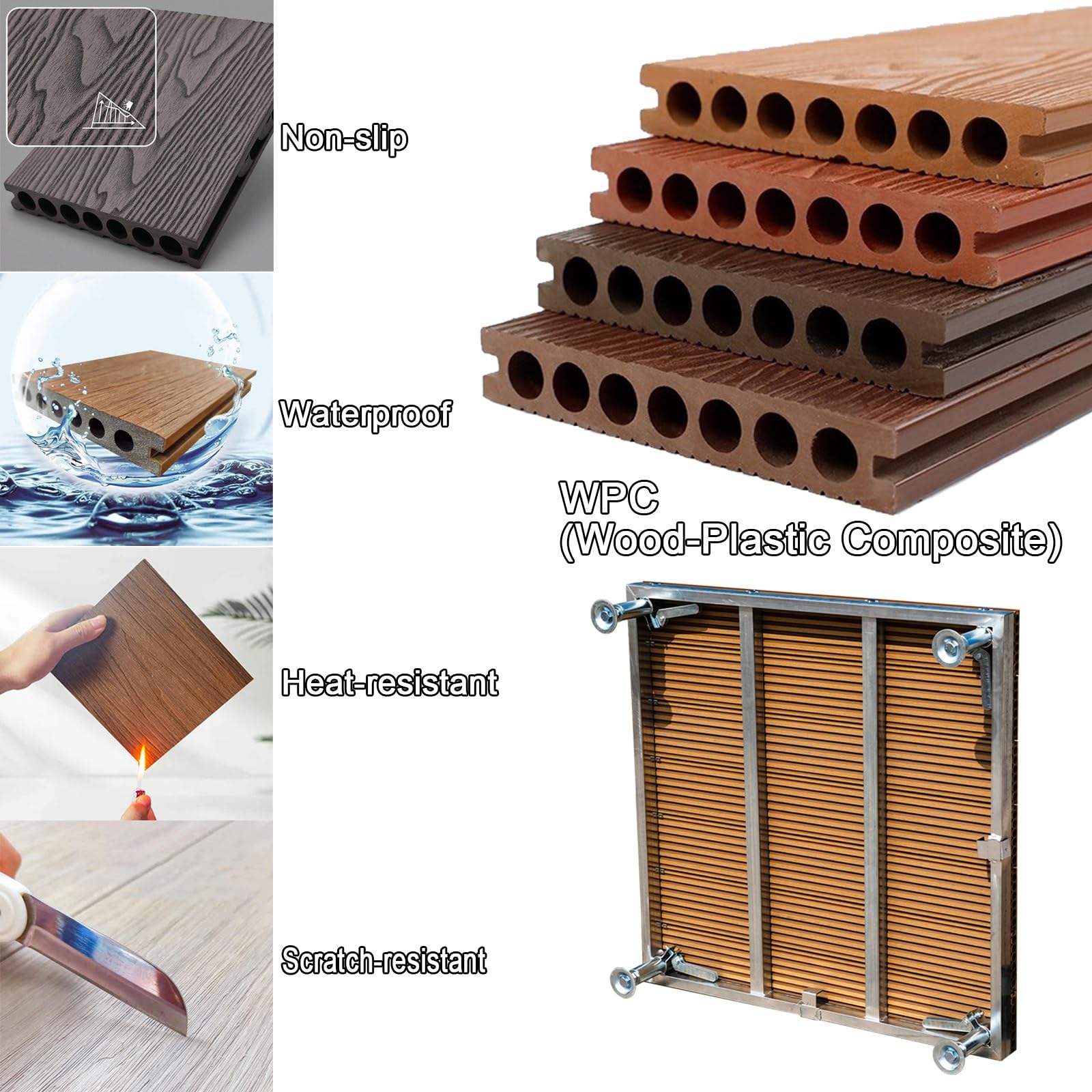 Plataforma Elevada For Exteriores Antideslizante, Baldosas For Terrazas Elevadas For Exteriores con Marco De Metal, Enclavamiento, For Patio, Patio, Camping(Gray)