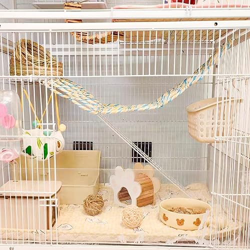 Miniatura 2 de Paquete de 2 redes de cuerda para ratas colgantes, juguete de columpio para pájaros, puente de escalera para escalada de loros para accesorios de