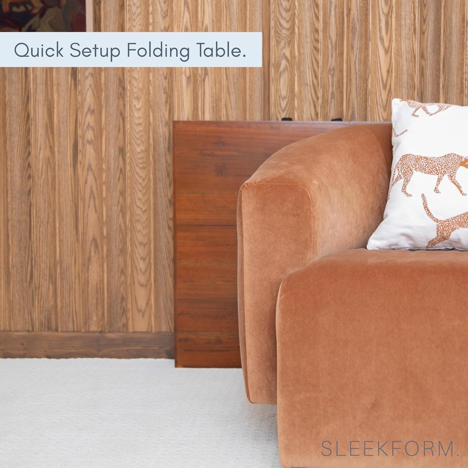 Sleekform 6ft Wooden Folding Table with Handle, Wood Folding Banquet Tables for Dinner - 6 Foot x 28 in, Portable, Sturdy & Lightweight Foldable Table for Dinner, Conference or Picnic - Walnut