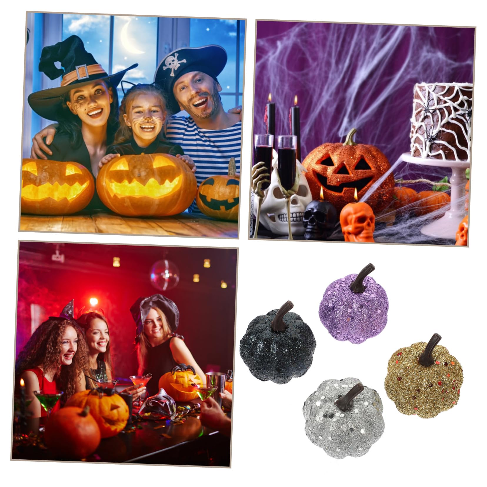 Abaodam 40piezas Calabazas De Halloween Artificiales De Espuma Brillo para Decoración De Fiestas y Eventos