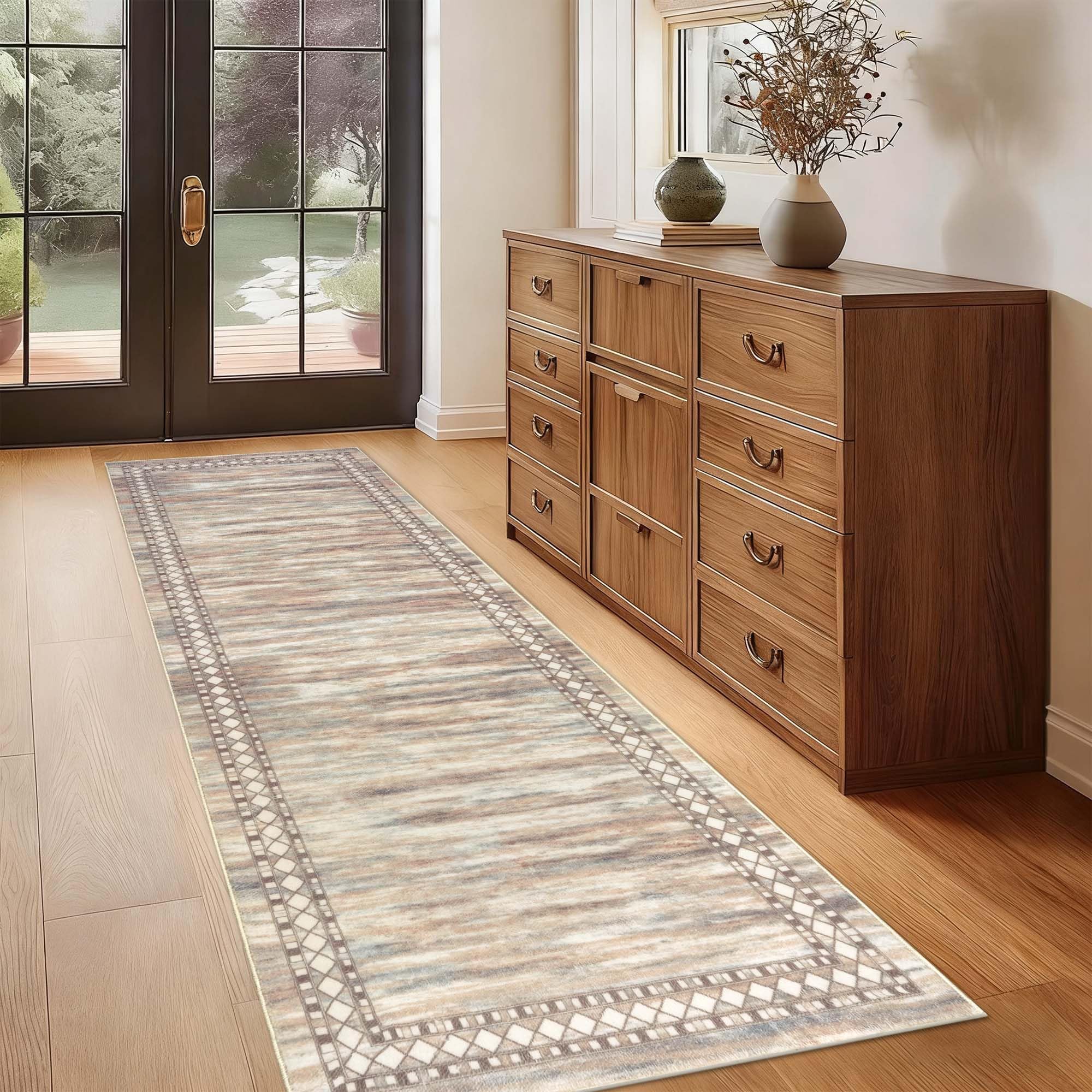 Homcomodar Hallway Runner Beige 65x240cm Extra Long Runner Rugs for Hallway Non Slip Low Pile Carpet Runners for Hallways Bedroom Doorway Kitchen Laundry Room โ image 1