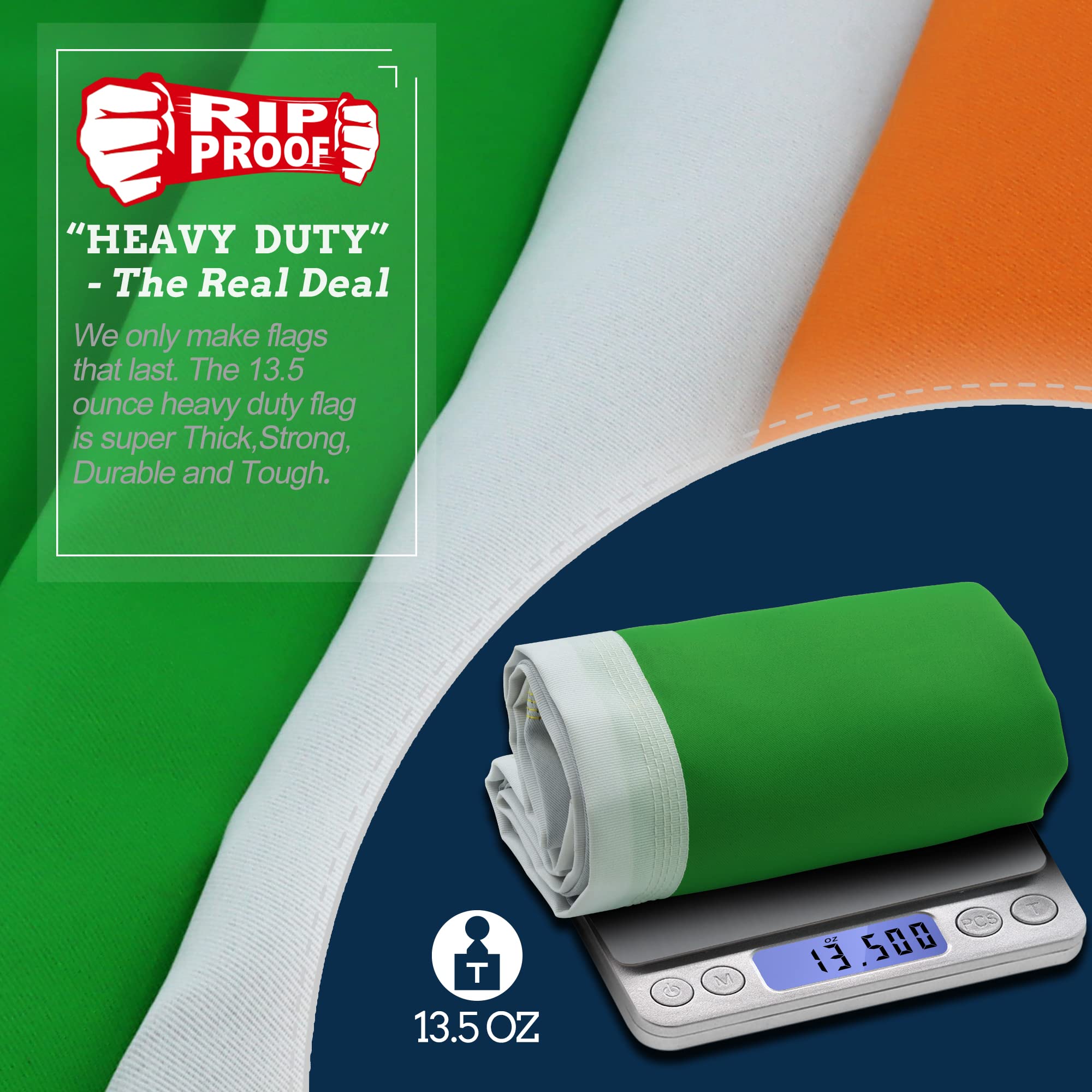 Anley Rip-Proof Technology Double Sided 3-Ply Ireland Flag 3x5 Foot, Vivid Color, Canvas Header and Wrinkle Resistant - Image 3