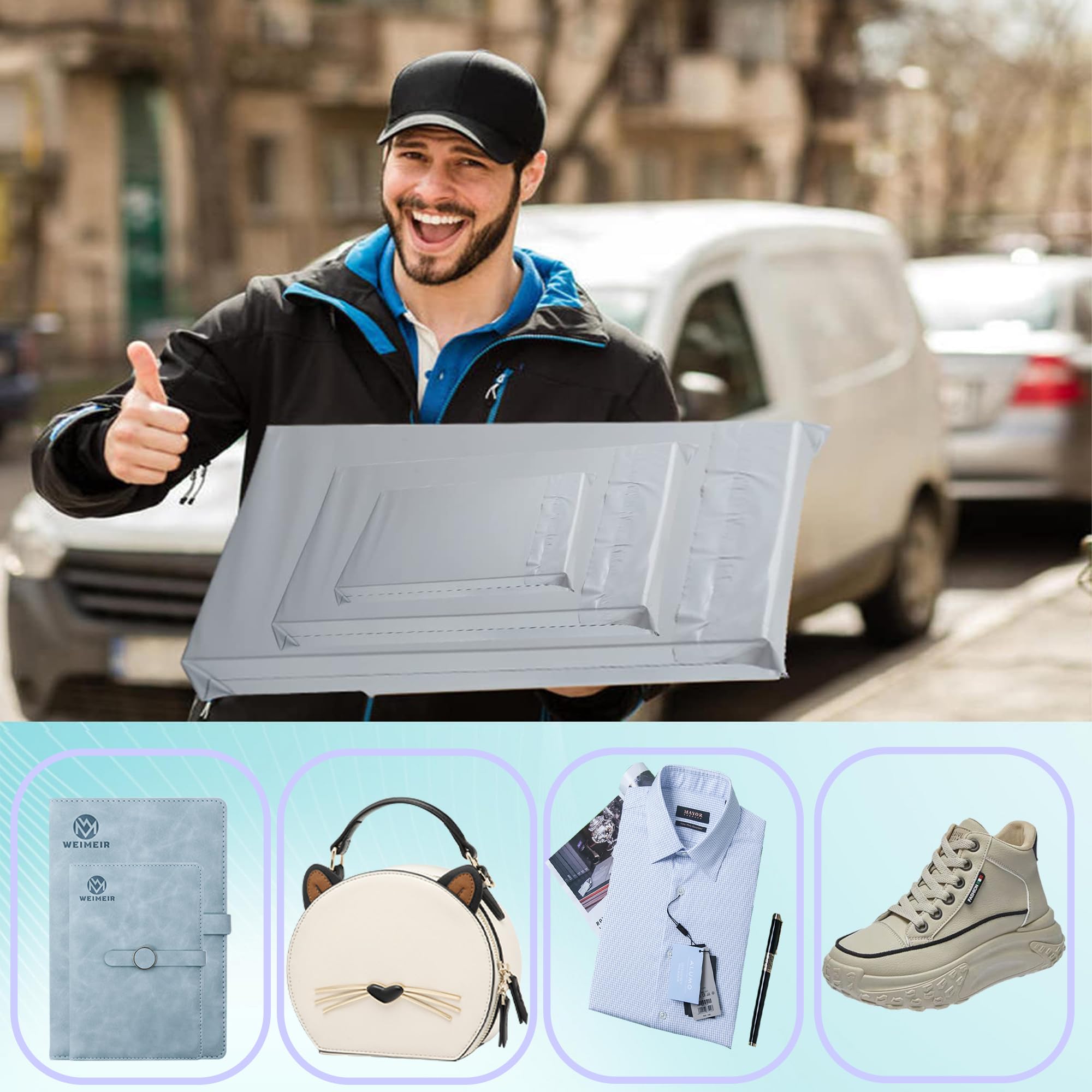 Enveloppe Plastique Expedition Grand Pochette Colis Vinted Emballage Envoie Colis Vetement Blanc 40cmX55cm 50pcs Sacs d'expédition Polystyrène pour Vêtements, Textiles et Boîtes à Chaussures
