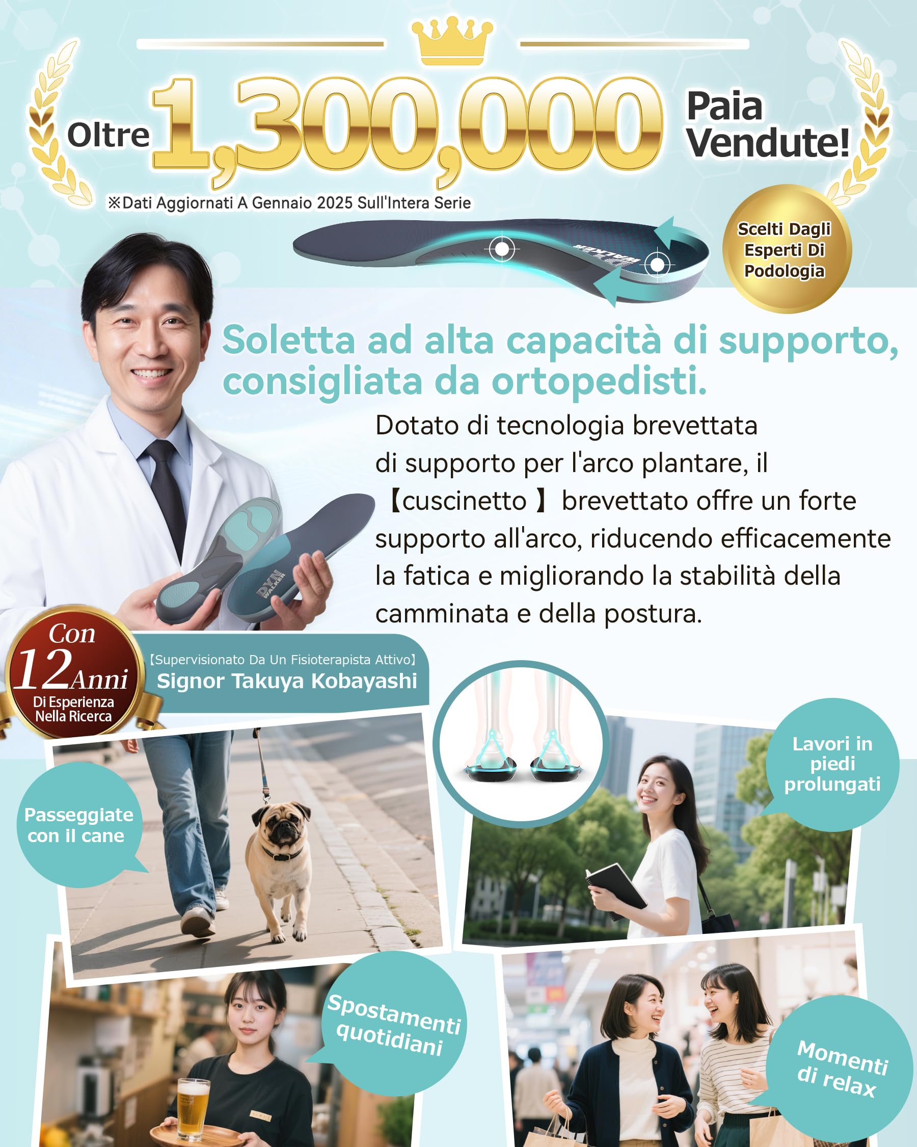 Plantillas Pies Planos, DynWalker Plantillas Ortopédicas, Soporte De Arco Plantar Ergonómico En 3 Puntos, Ayuda A Corregir La Postura Al Caminar, XL