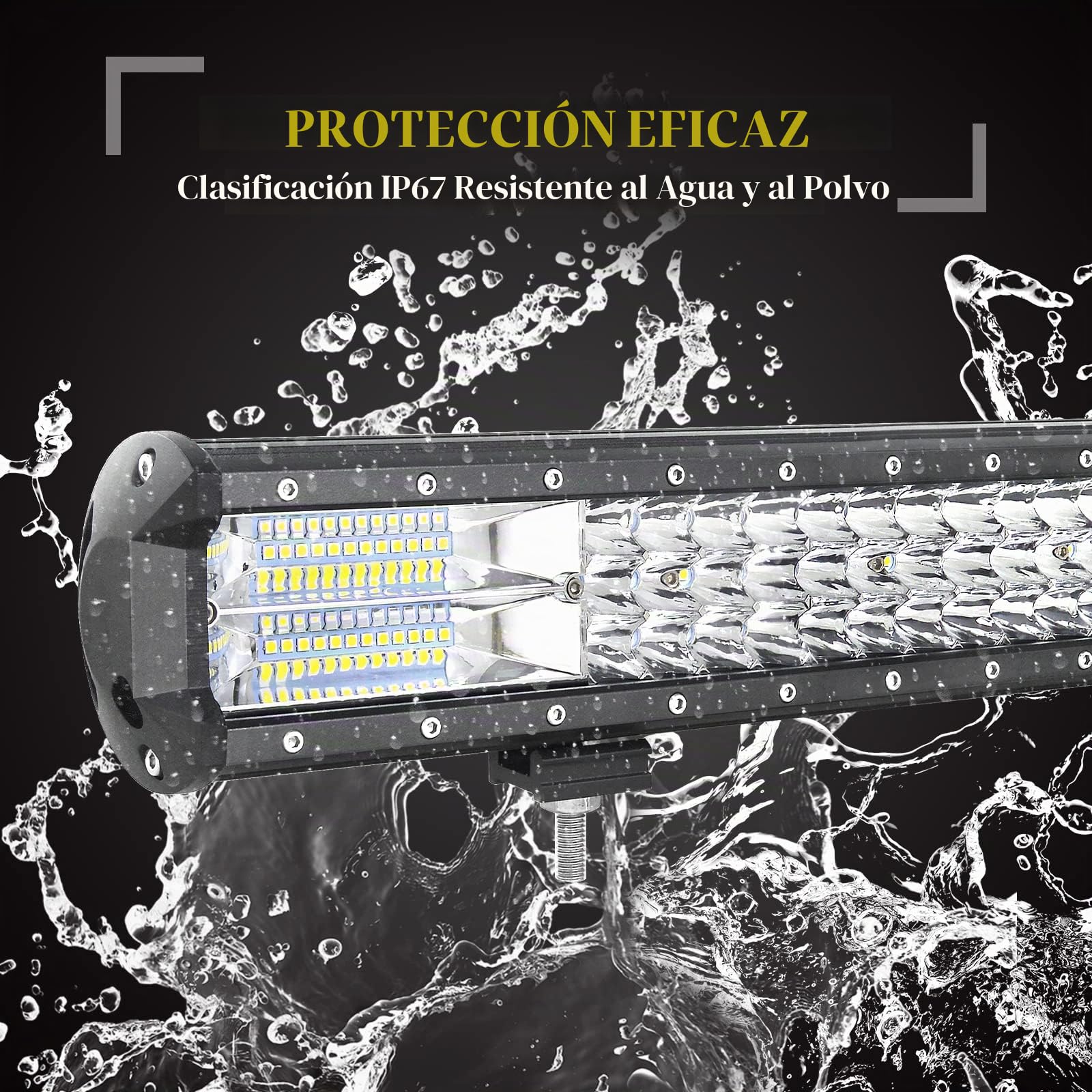 SKYWORLD Barra Led 4x4 23 pulgadas 58cm 324W con 12V Arnés de Cableado, 2pcs Iman Soporte para off road camión coche ATV SUV 4x4, Foco inundacion luz faros antiniebla Luminosas, 6000K Blanco