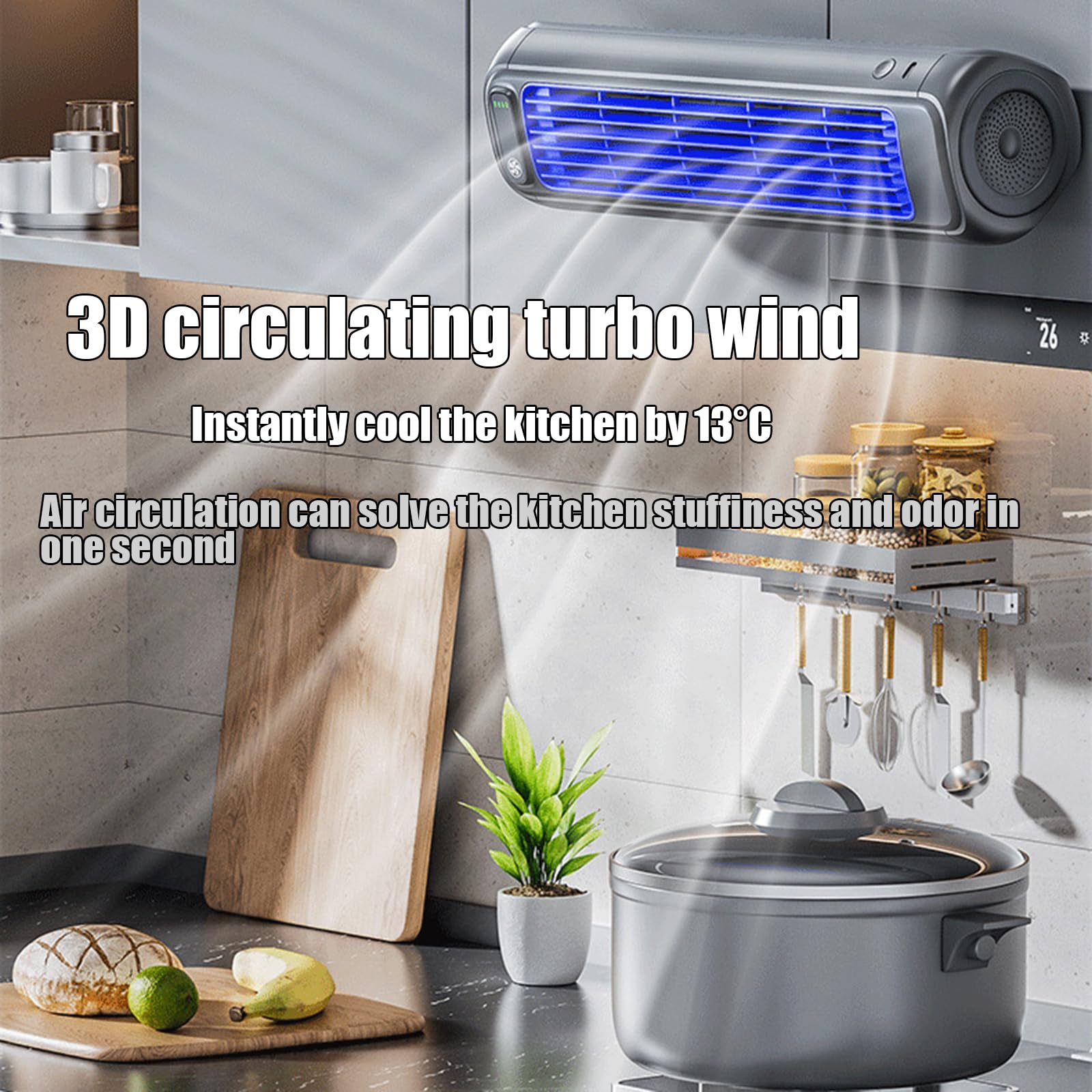 Festberg Cooling Ace,Portable Klimagerät,Wand Kabelloser Bladeless Mobile Air Cooler,Quiet Desktop Tower Fan,Cooling Fan for Room with 3 Speeds,Schlafzimmer,Küche & Büro Rapid (Grau)