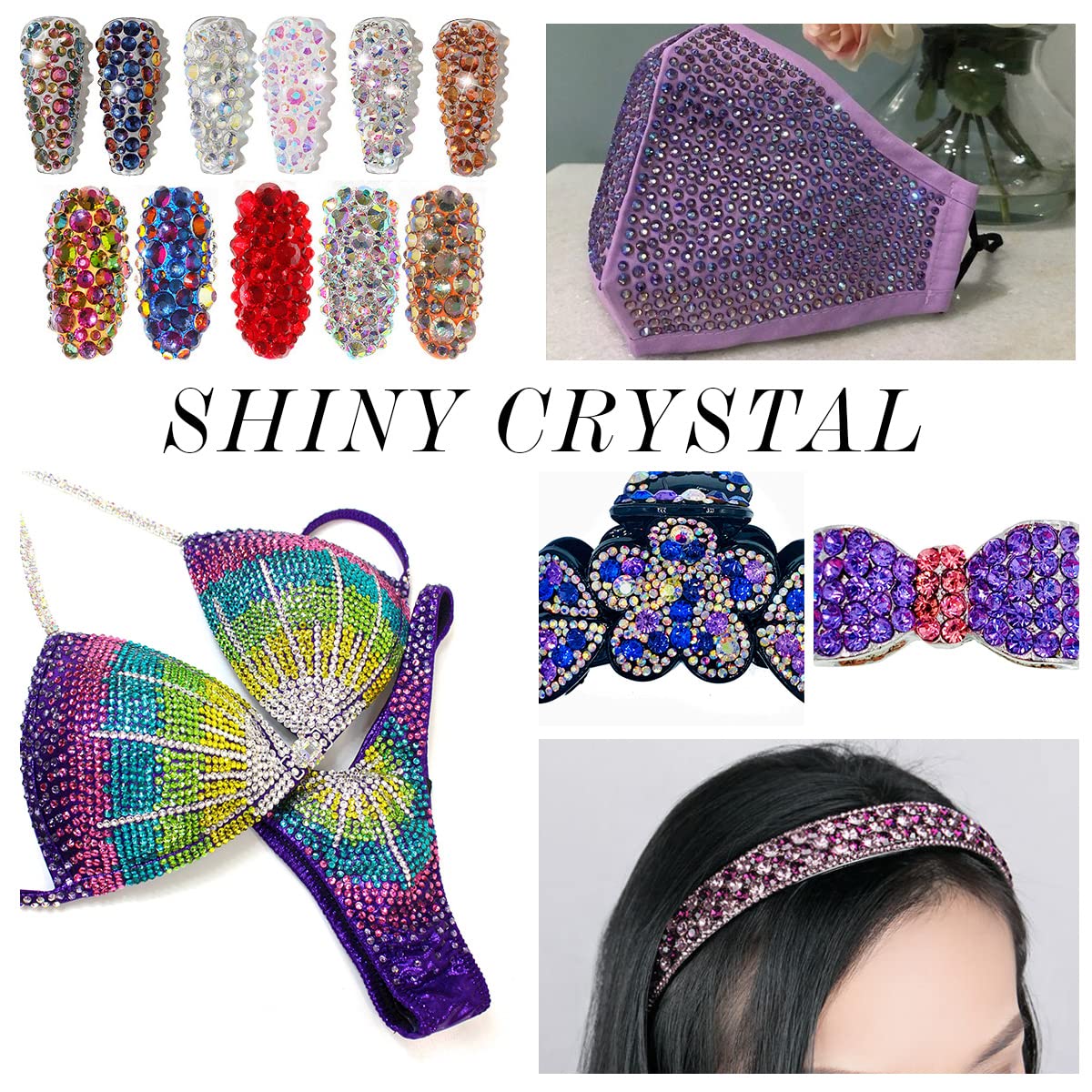 1440Pcs Light-Purple Ab Crystal Rhinestones,Glass Flatback Rhinestones Gemstones for Nail Face Makeup Art Crafts Clothes Decoration (SS20,4.8mm,Light-Purple Ab)