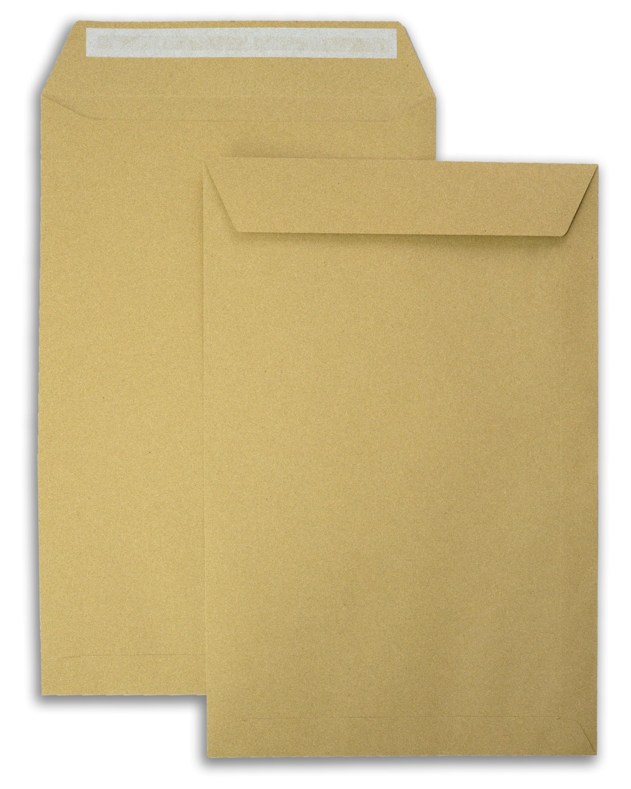 50x Versandtaschen DIN C4 Briefumschläge für A4 braun peal&seal Klebestreifen ohne Fenster 324x229mm