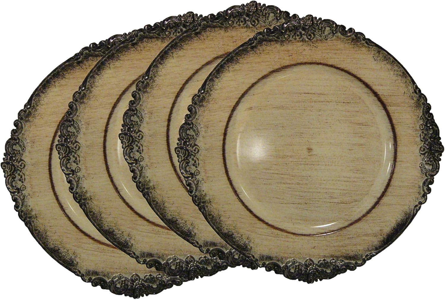 Charge it by Jay Set of 4 Charger Large Decorative Melamine Service Plate for Home & Professional Fine Dining-for Upscale Catering Events, Dinner Parties, 13", Silver/Scallop : Everything Else