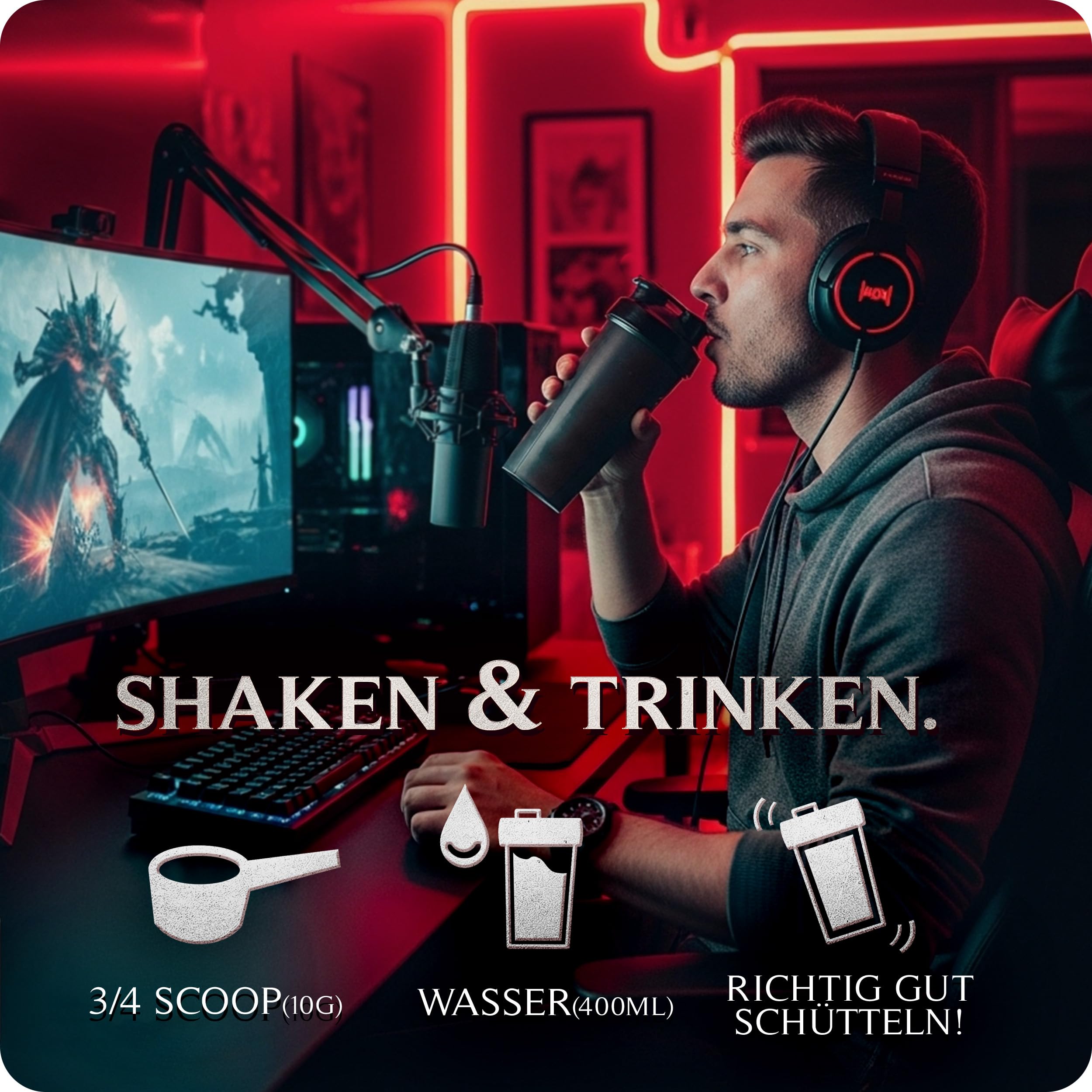 UP-GRADE Gaming Booster Bundle – Energy Drink Pulver für Fokus & Energie – 5 Sorten im Vorteils-Set – je 200mg Koffein, Vitamine & Magnesium – 5x40 Portionen (5x400g)