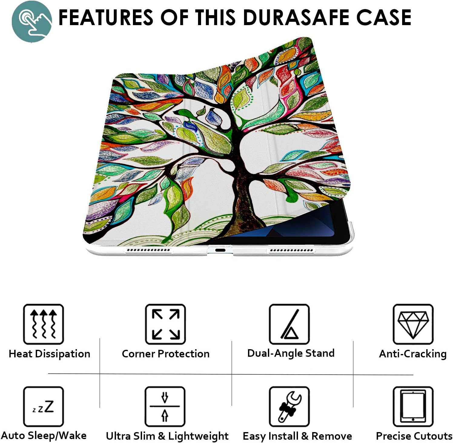 DuraSafe Cases for iPad PRO 11 3rd 2nd Gen [ PRO 11 3 2 ] A2377 A2459 A2301 MHQR3LL/A MHQT3LL/A MHQU3LL/A MHQV3LL/A MY232LL/A MXDC2LL/A UltraSmart Auto Sleep/Wake Printed PC Cover - Olivia Tree
