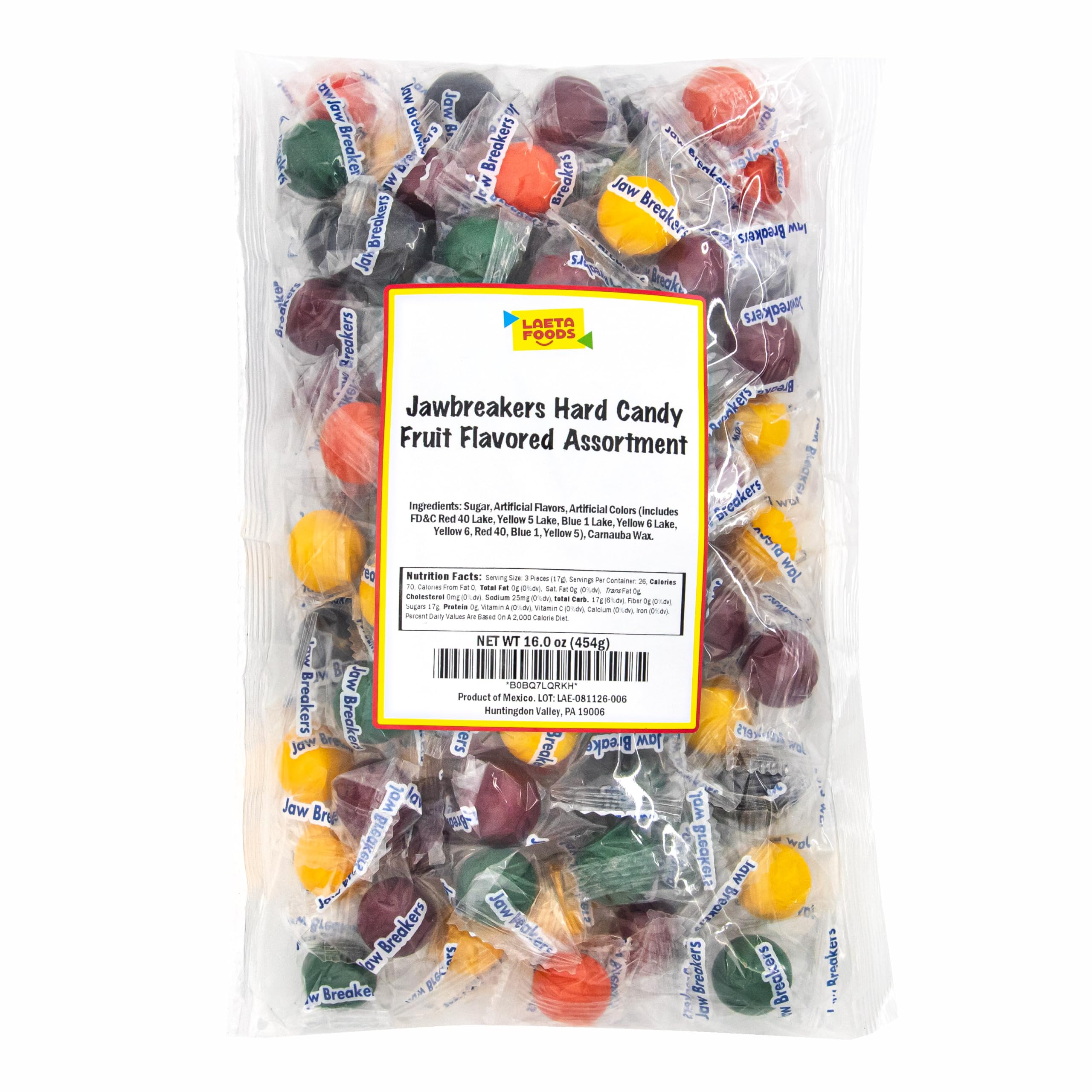 Amazon.com : Jawbreakers Hard Candy, Fruit Flavored Assortment, 1