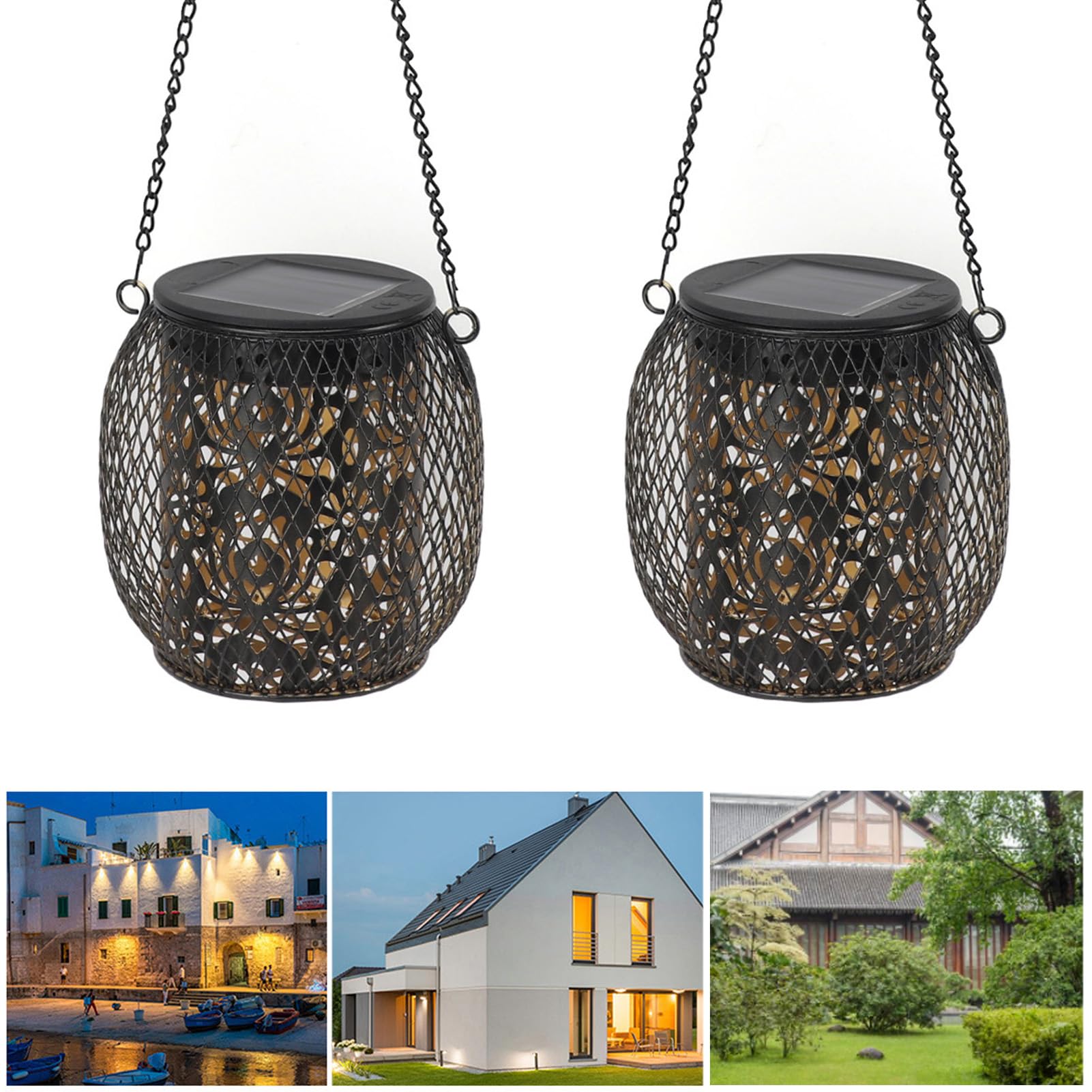 Outdoor Hanging Solar Lanterns Waterproof Decorative Lights for Garden