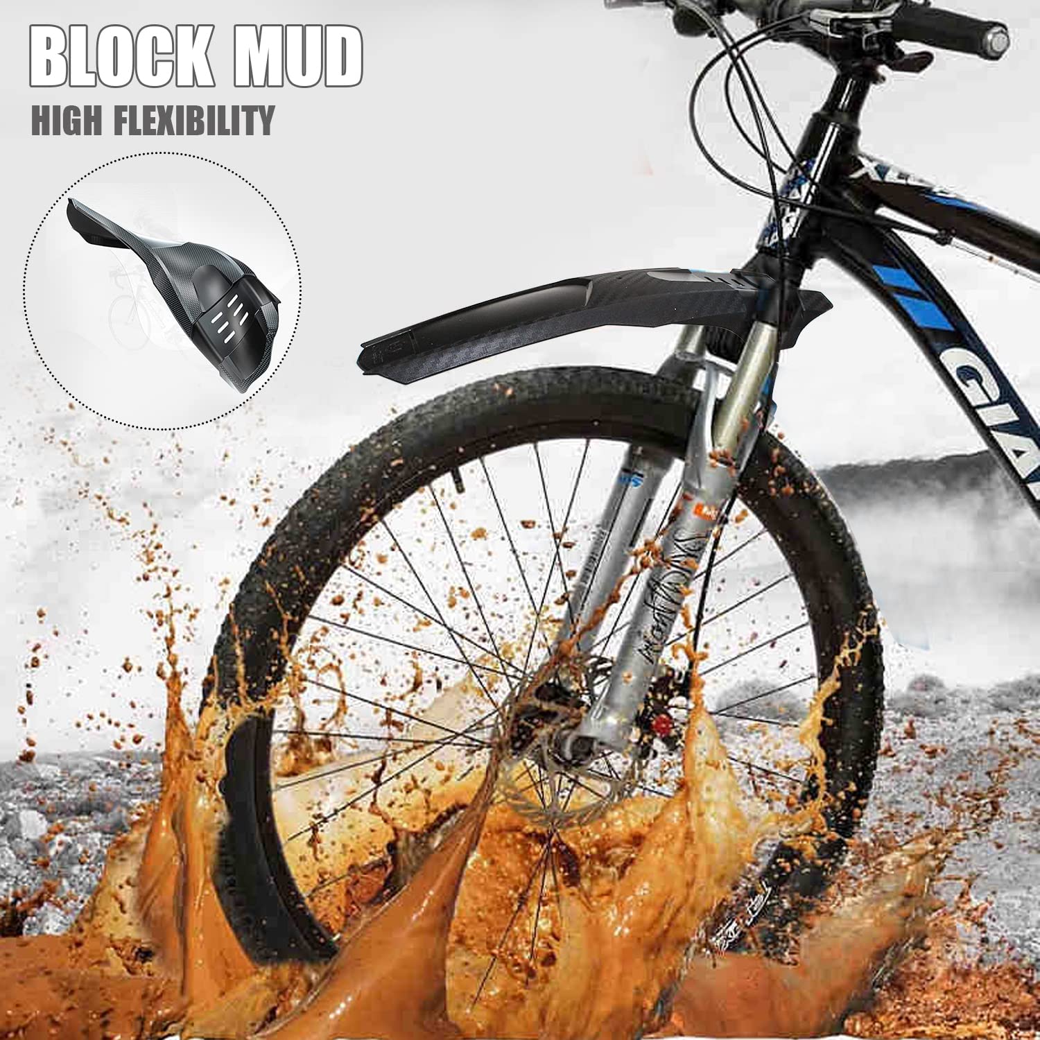 Garde-boue,Garde-boue de vélo de montagne 26 pouces avec feu arrière, ailes avant-arrière Garde-boue,Garde-boue de vélo de montagne 26 pouces avec feu arrière, ailes avant-arrière