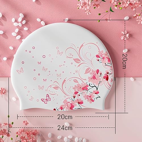 Miniatura 4 de Gorra de natación de silicona, gorra de natación YondestStars para mujereshombresjóvenes, gorras de baño para cabello largo y corto, accesorios de