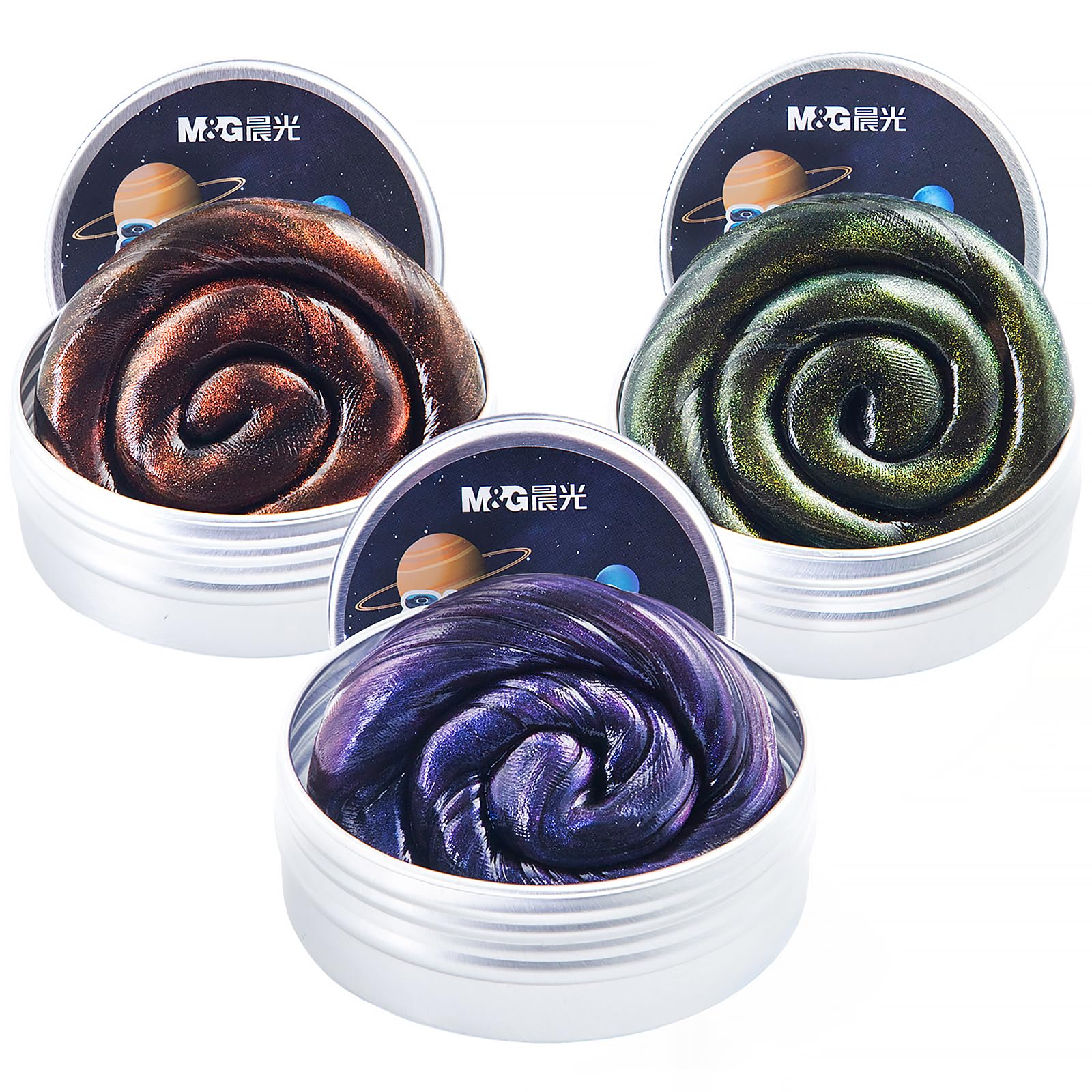 M&G Slime Kit for Kids, 3 Pcs Soft and Non Sticky Slime Kit for Kids, Colorful Galaxy Slime Stress Relief Toys, DIY Party Favors Slime Making Kit for Girls and Boys Age 3+