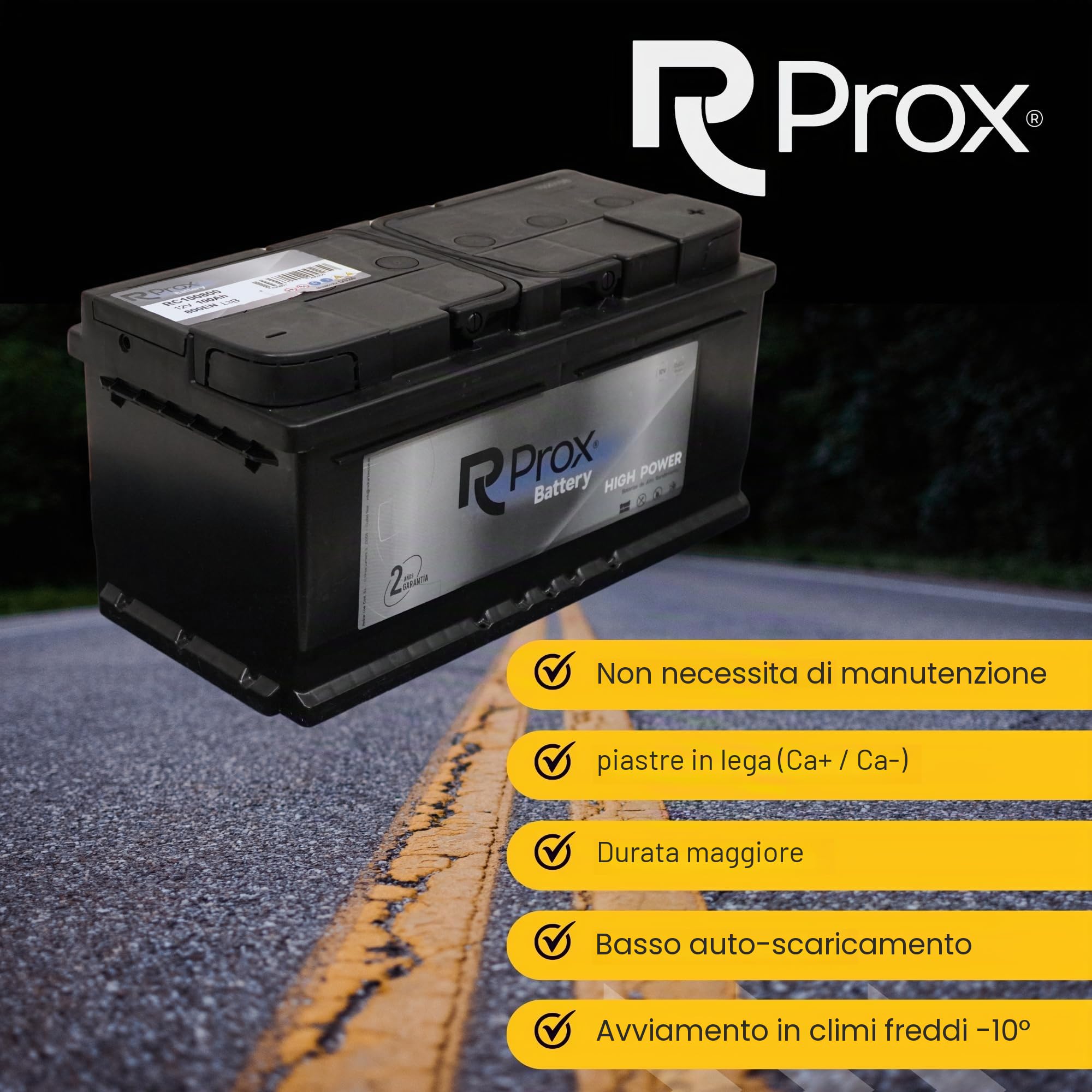 Batteria per auto 100 Ah 800 Amp. + 20% di Potenza di Avvio. 24 Mesi di Garanzia. Primo Produttore Leader Europeo.