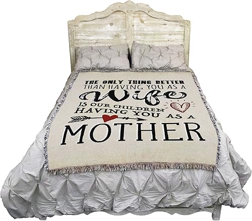 Miniatura 2 de Pure Country Weavers Manta The Only Thing Better Wife Children Mother  Tapiz de regalo tejido de algodón  Fabricado en los Estados Unidos (72 x 54