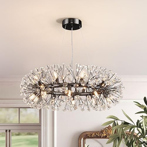 Miniatura 28 de Candelabro moderno de cristal de rama de árbol, iluminación colgante de cristal plateado de lujo de 18 pulgadas, candelabros contemporáneos de 6