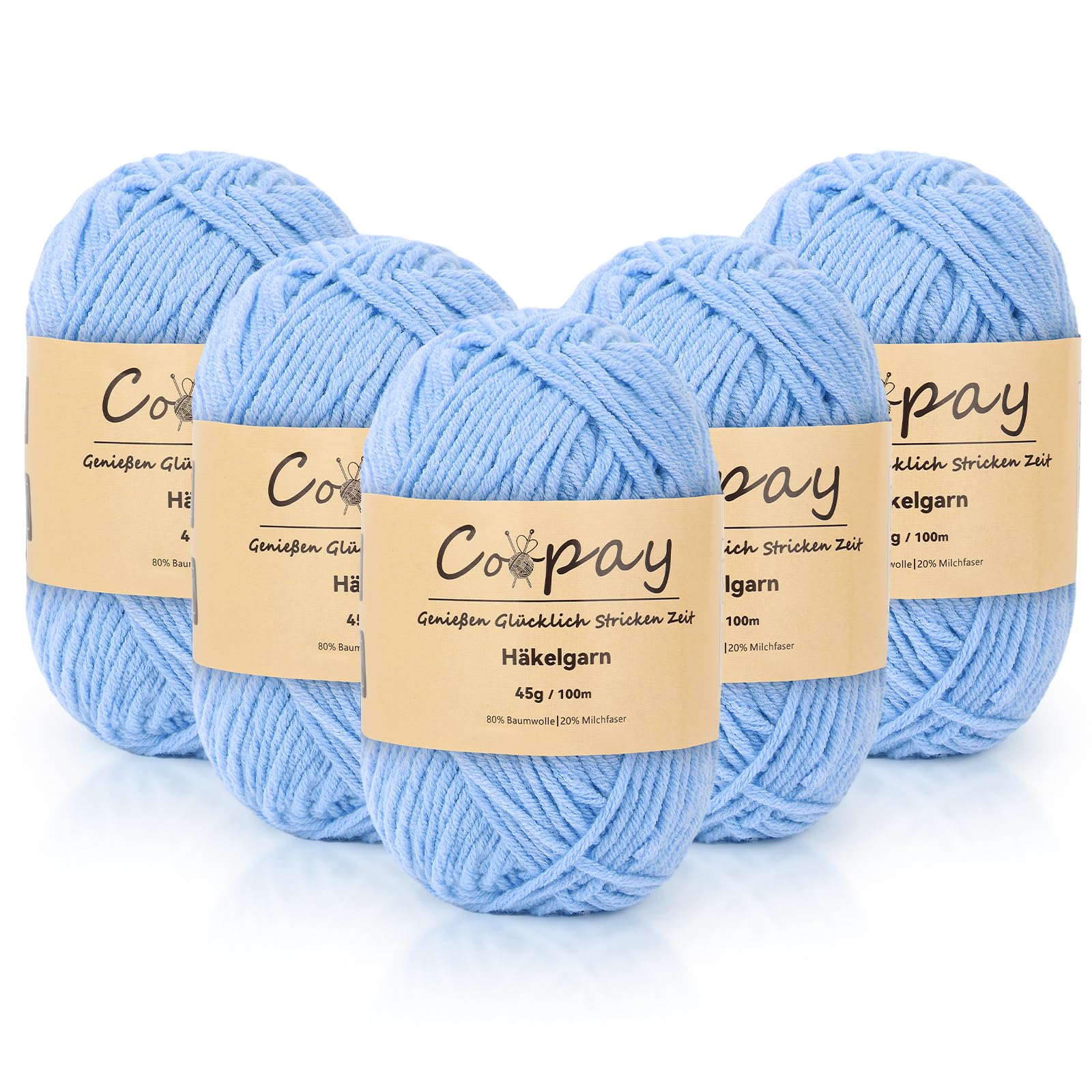 Coopay Wolle zum Häkeln, 225g (5x45g) Weiches Häkelgarn, 5 Faiding Wolle zum Stricken, Babywolle zum Häkeln für Anfänger, Super Weich Häkelgarn Babywolle für Häkel- und Strickprojekt